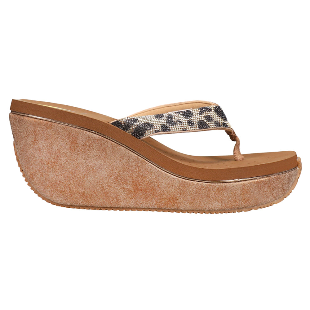 Glimpse Diamonte Rhinestone Cheetah Wedge Sandals、mySite、gtrtttuynbv