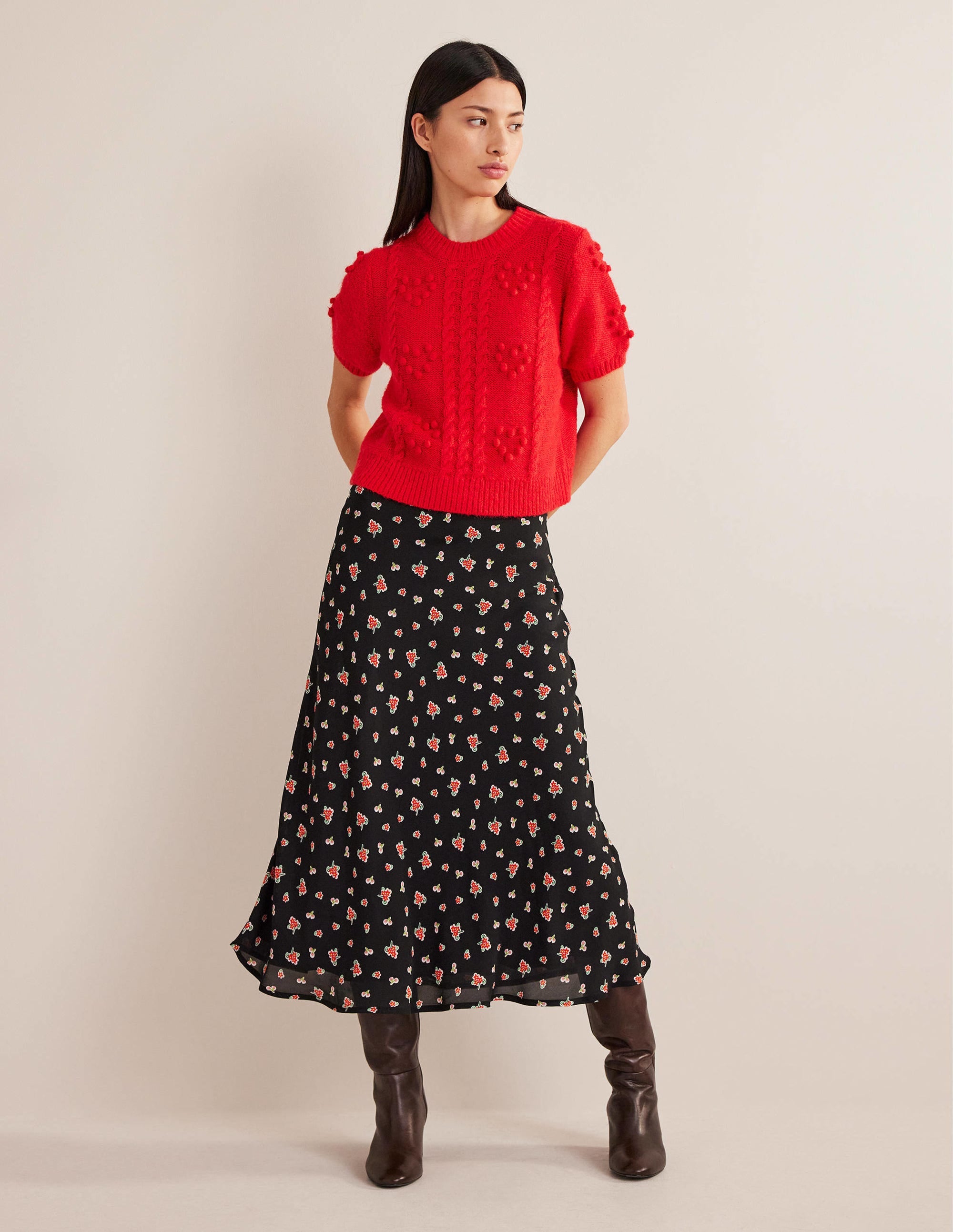  Cecelia Midi Skirt-Black, Rose Pop、mySite、ashleygrahame