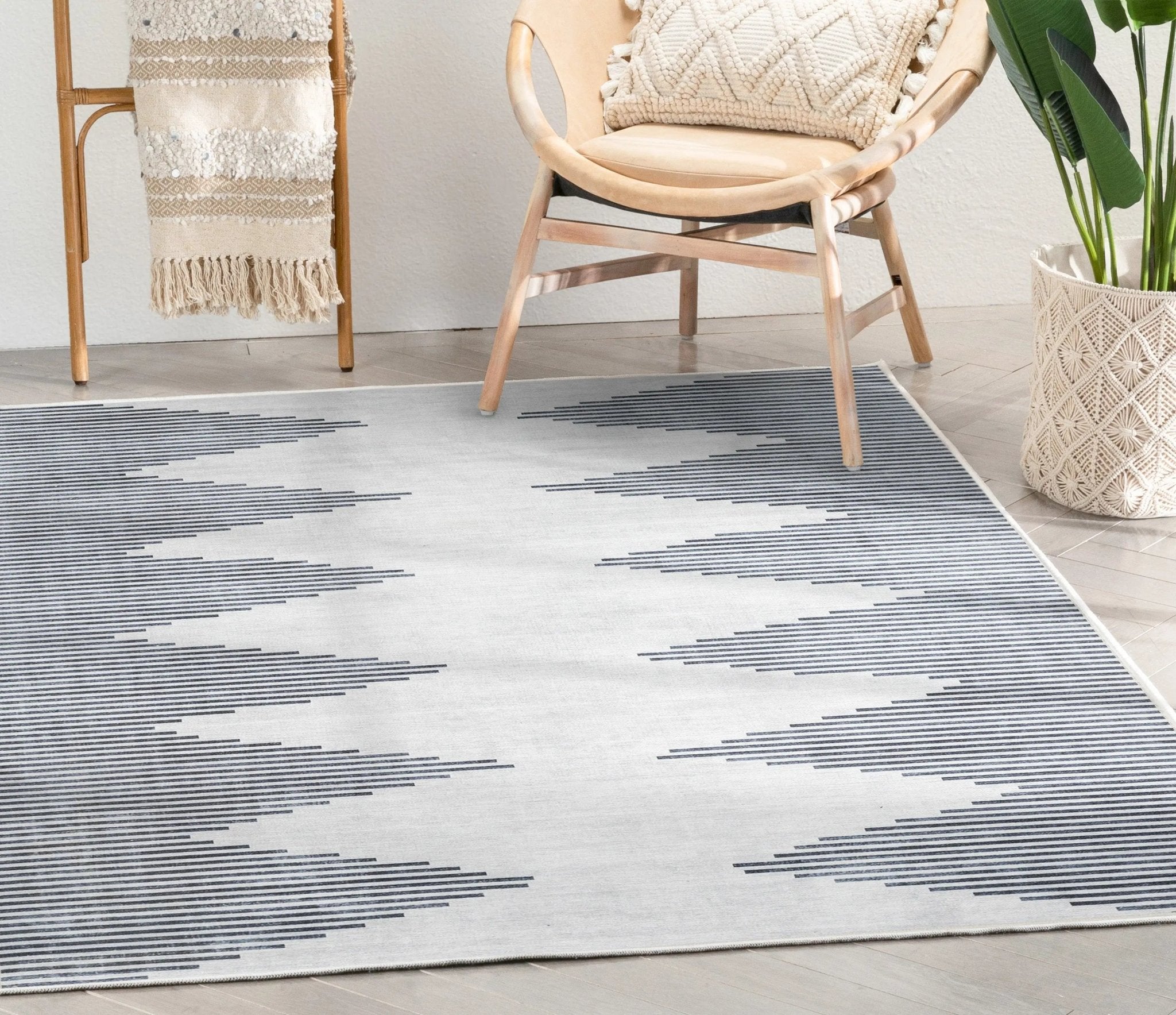 Bree Moroccan Diamond Stripes Ivory Grey Area Flat-Weave Rug、mySite、gigharbornorthrealestate