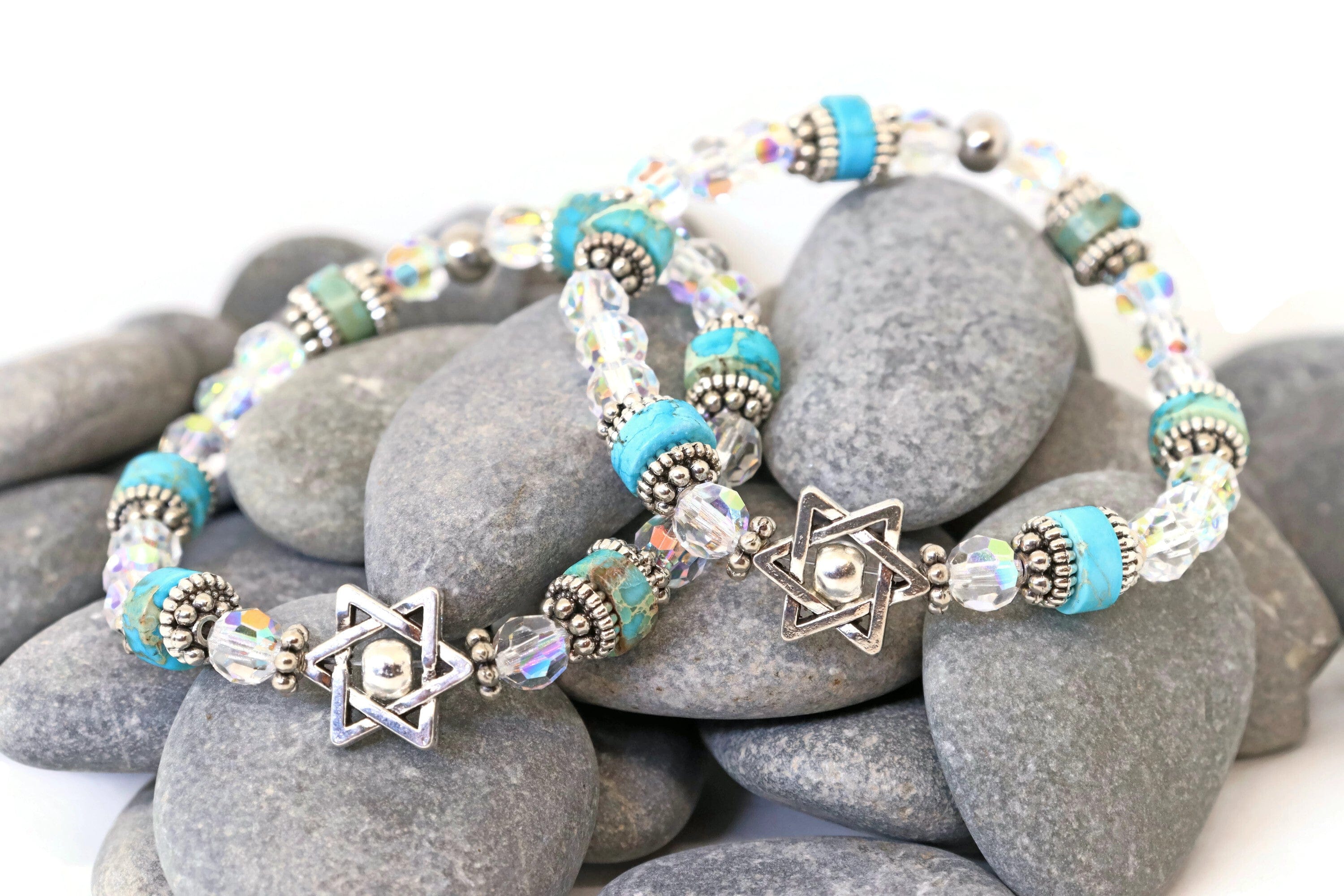 Jasper and Crystal Star of David Bracelet、mySite、topwebapps