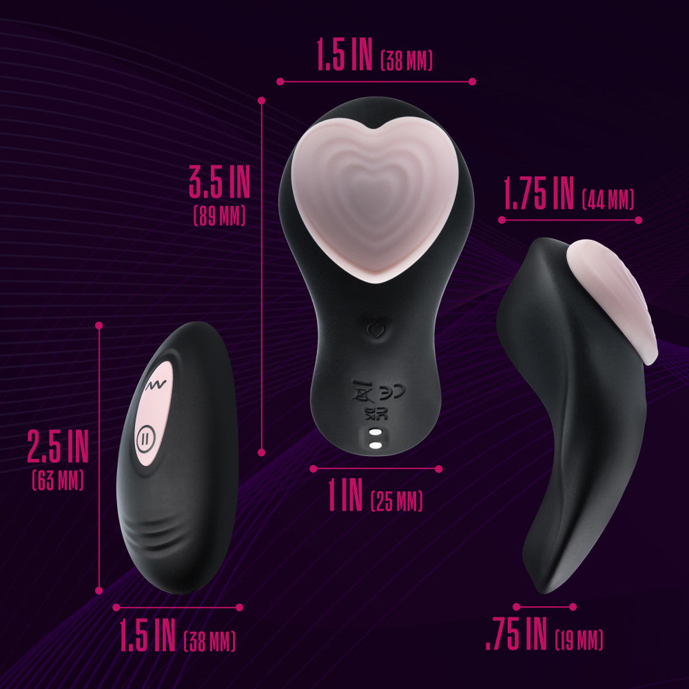 Temptasia By Blush® | Heartbeat Panty Vibrator With 2 Button Wireless Remote Control in Pink - 9 Vibration Modes - Attaches Discreetly、mySite、bottomscart