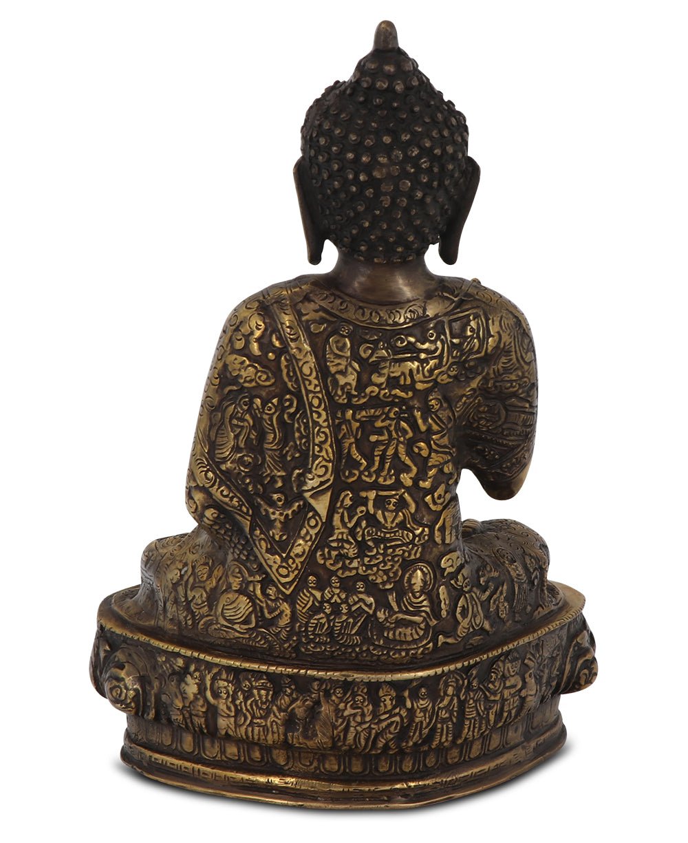 Intricate Life of Buddha Brass Statue, 12 Inches High、mySite、topwebapps