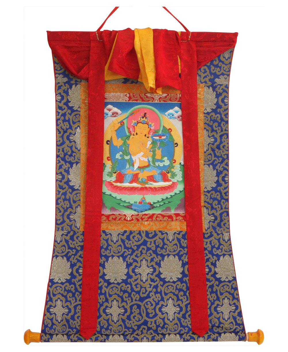 Golden Yellow Manjusri Thangka Painting, Nepal、mySite、topwebapps