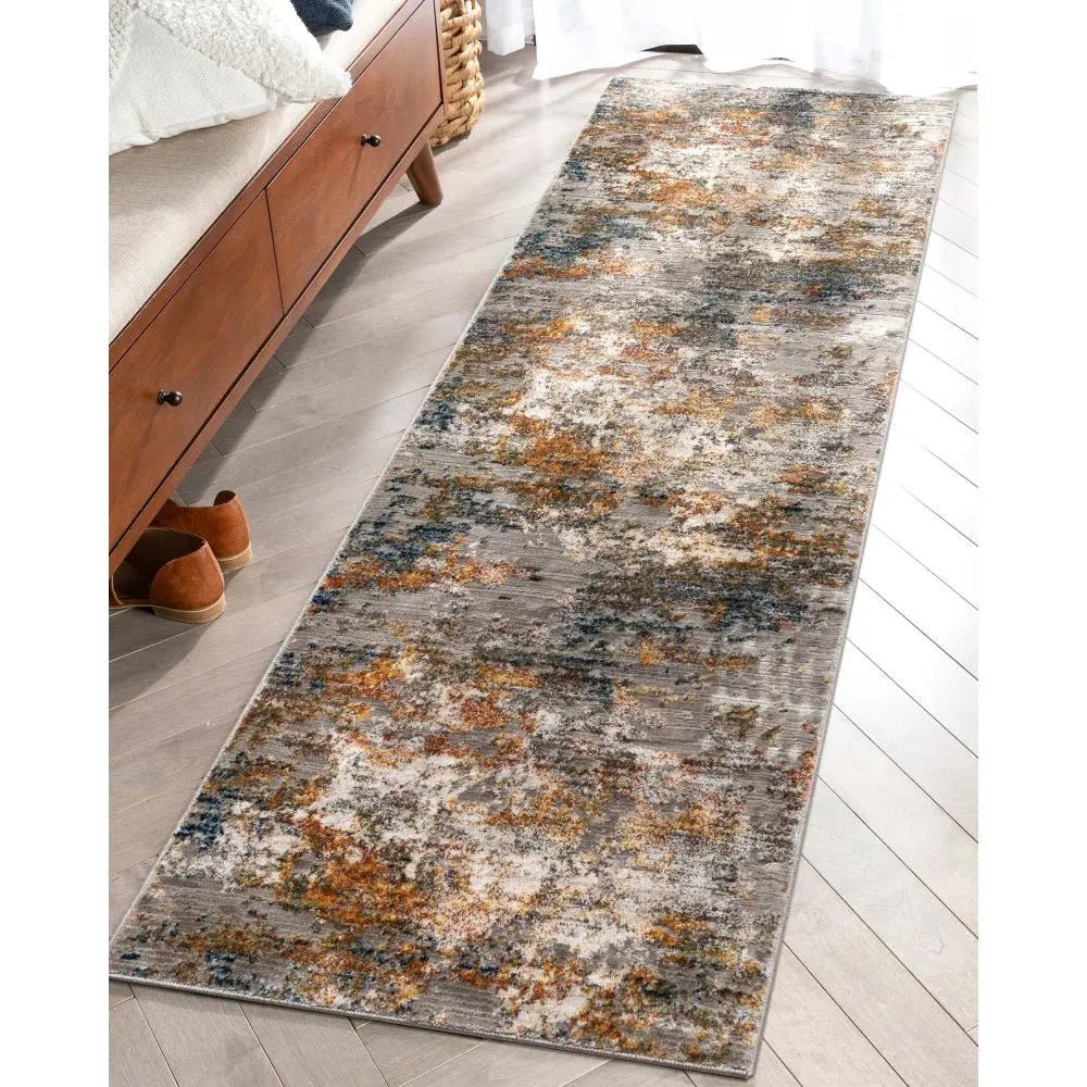 Abstract Modern Distressed Grey Multi High-Low Rug、mySite、gigharbornorthrealestate