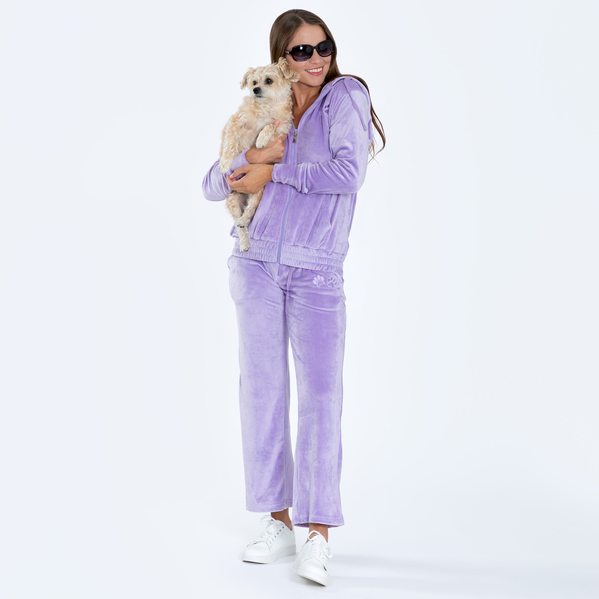 Velour Paw Print Straight Leg Pants、mySite、camillekostekn