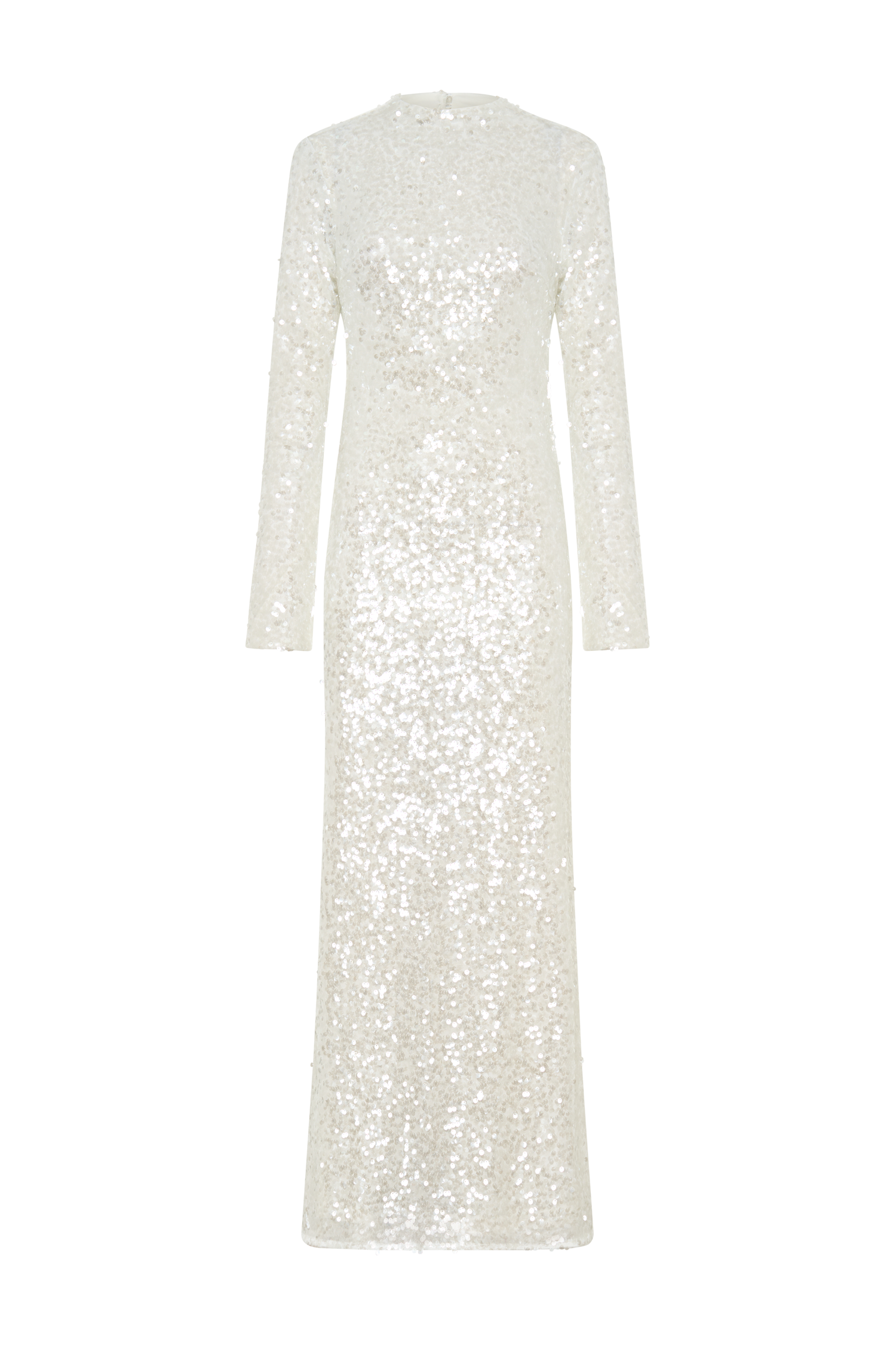 Sofia Long Sleeve Sequin Maxi Dress - White、mySite、solidvoid