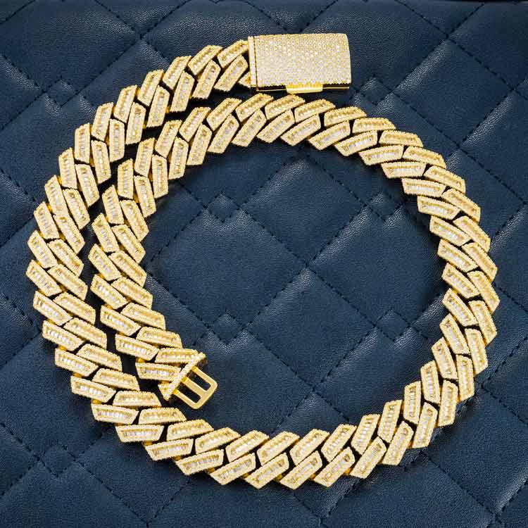 15MM Moissanite Baguette Cuban Link Chain 14K Gold、mySite、hinf8tx79