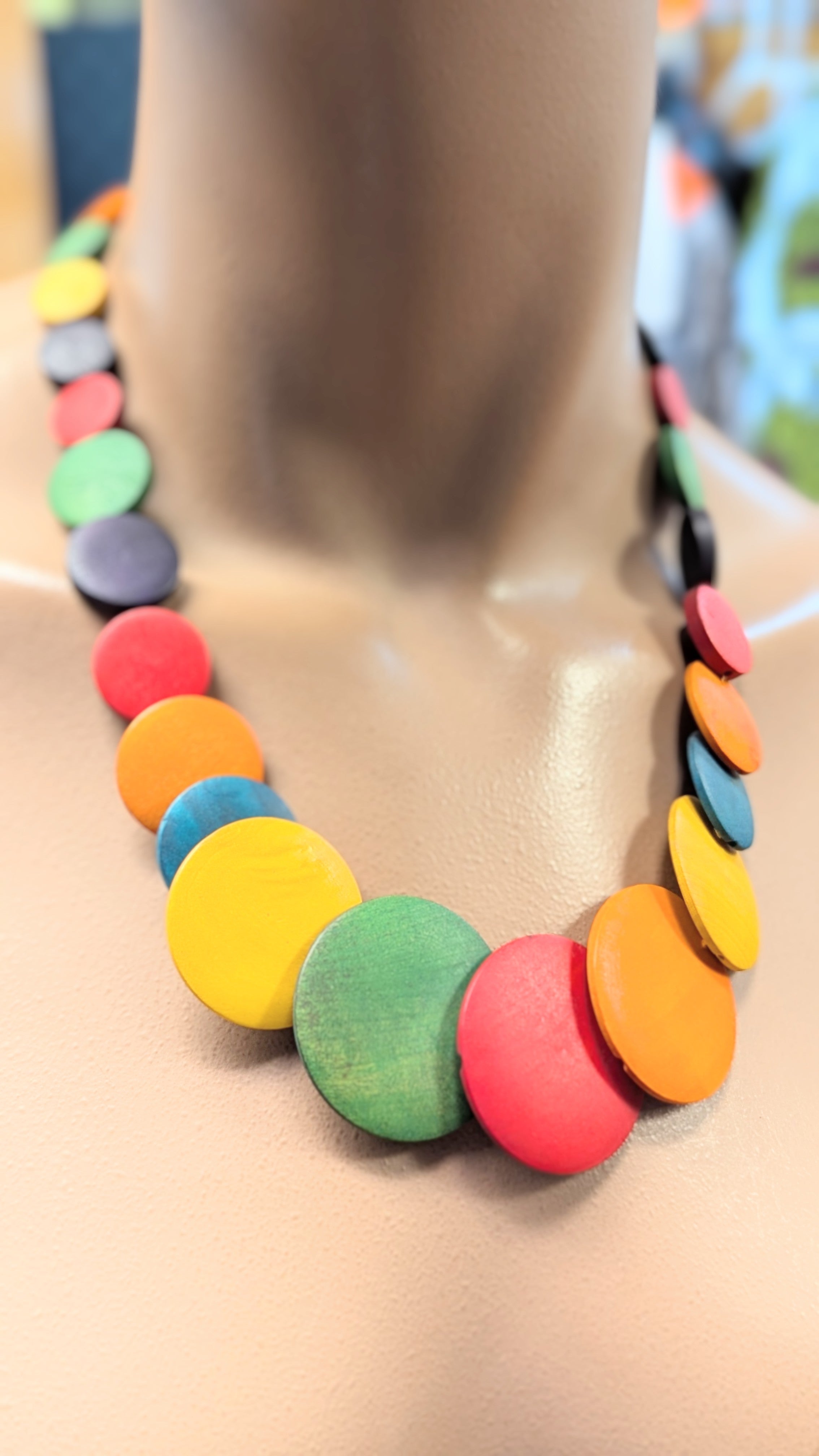Dupsie's Ushanga Multicolored Wooden African Necklace DPJANM5、mySite、solidvoid
