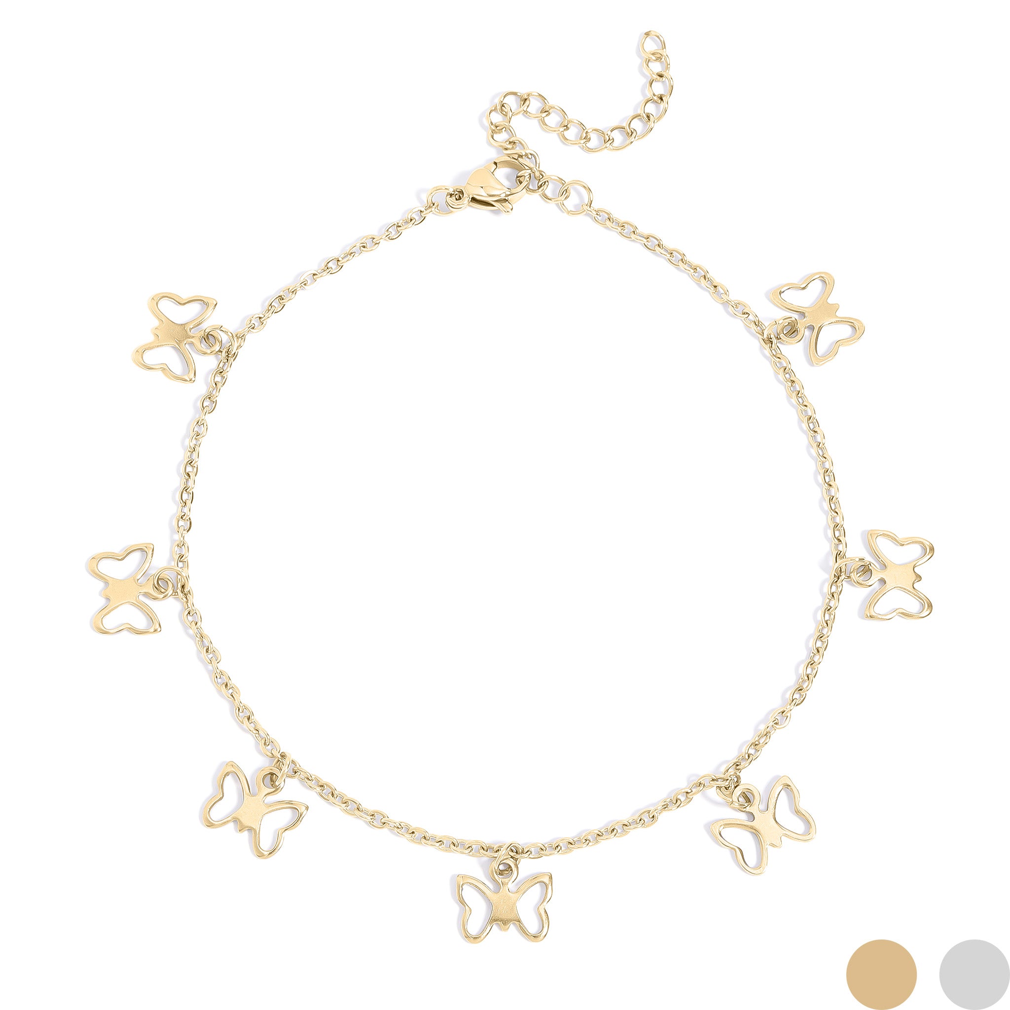 18K Gold PVD Stainless Steel Butterfly Anklet / BRJ1025、mySite、dreamappss