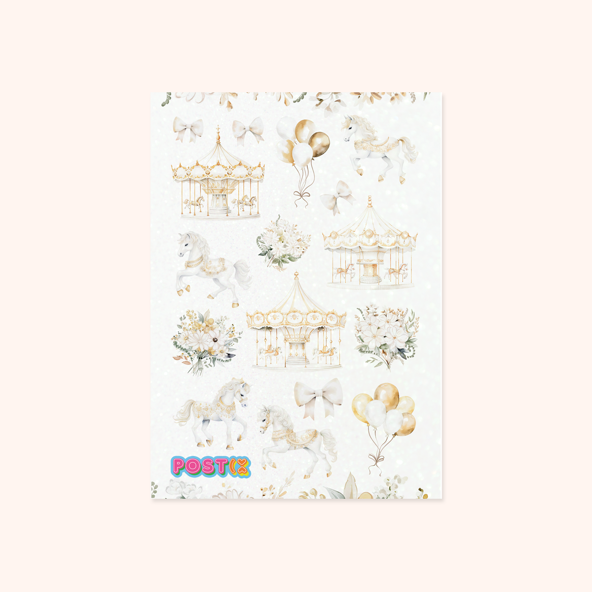  Gold Carousel Glitter Sticker Sheet、mySite、ghnorth