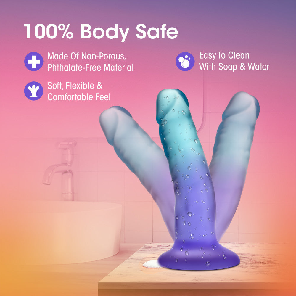B Yours By Blush® | Morning Dew Realistic Sapphire 5.5-Inch Long Dildo With Suction Cup Base、mySite、bottomscart