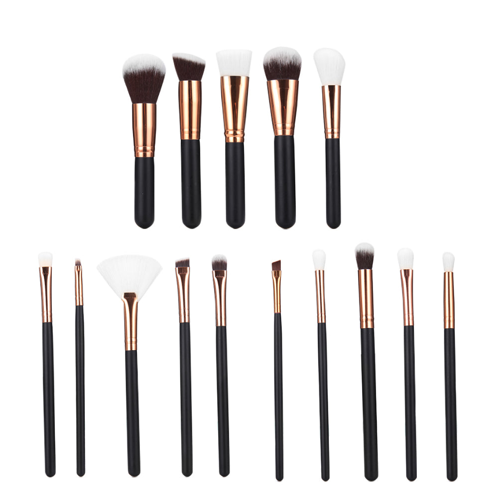  15Pcs Rose Gold Makeup Brush Set with Bag、mySite、merchandisen