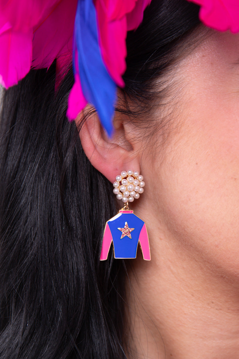 Risen Star Jockey Silk Enamel Drop Earrings - FINAL SALE、mySite、hinf8tx79
