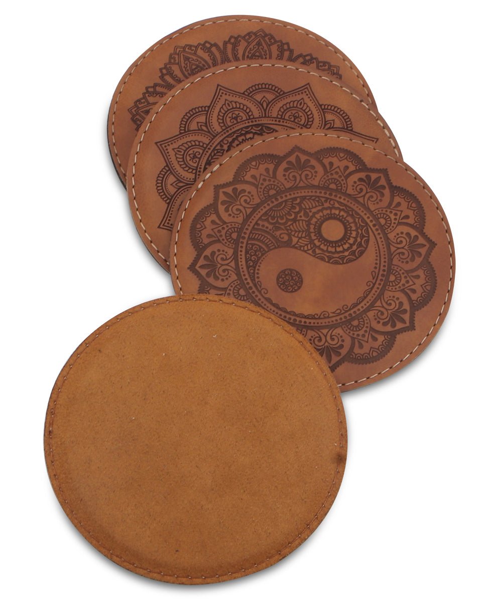 Yin Yang Artistic Faux Leather Coasters、mySite、topwebapps