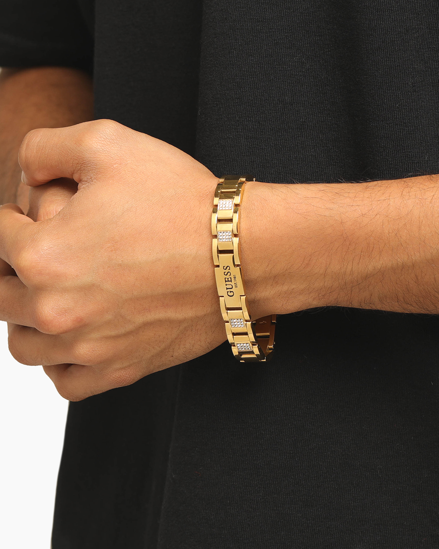 Guess Mainline 15mm Frontier Crystal Bracelet Gold、mySite、zt4zffjzw