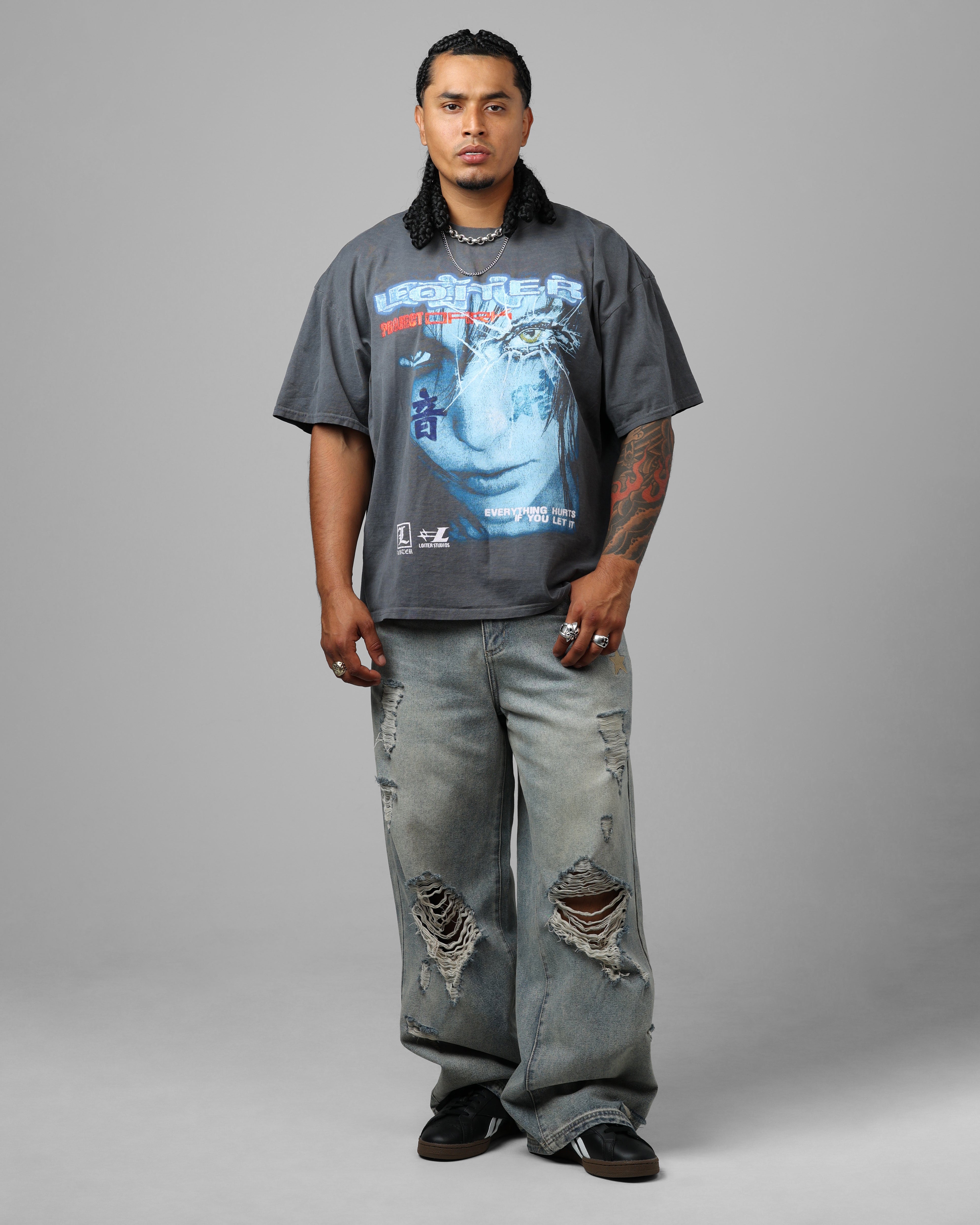 Loiter Project Dark Vintage T-Shirt Washed Charcoal、mySite、zt4zffjzw