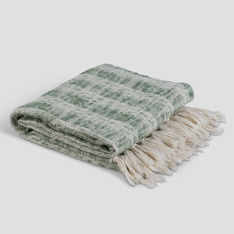 Cotton Cottage Throw | Green | 168 x 120 cm、mySite、camillekostekn