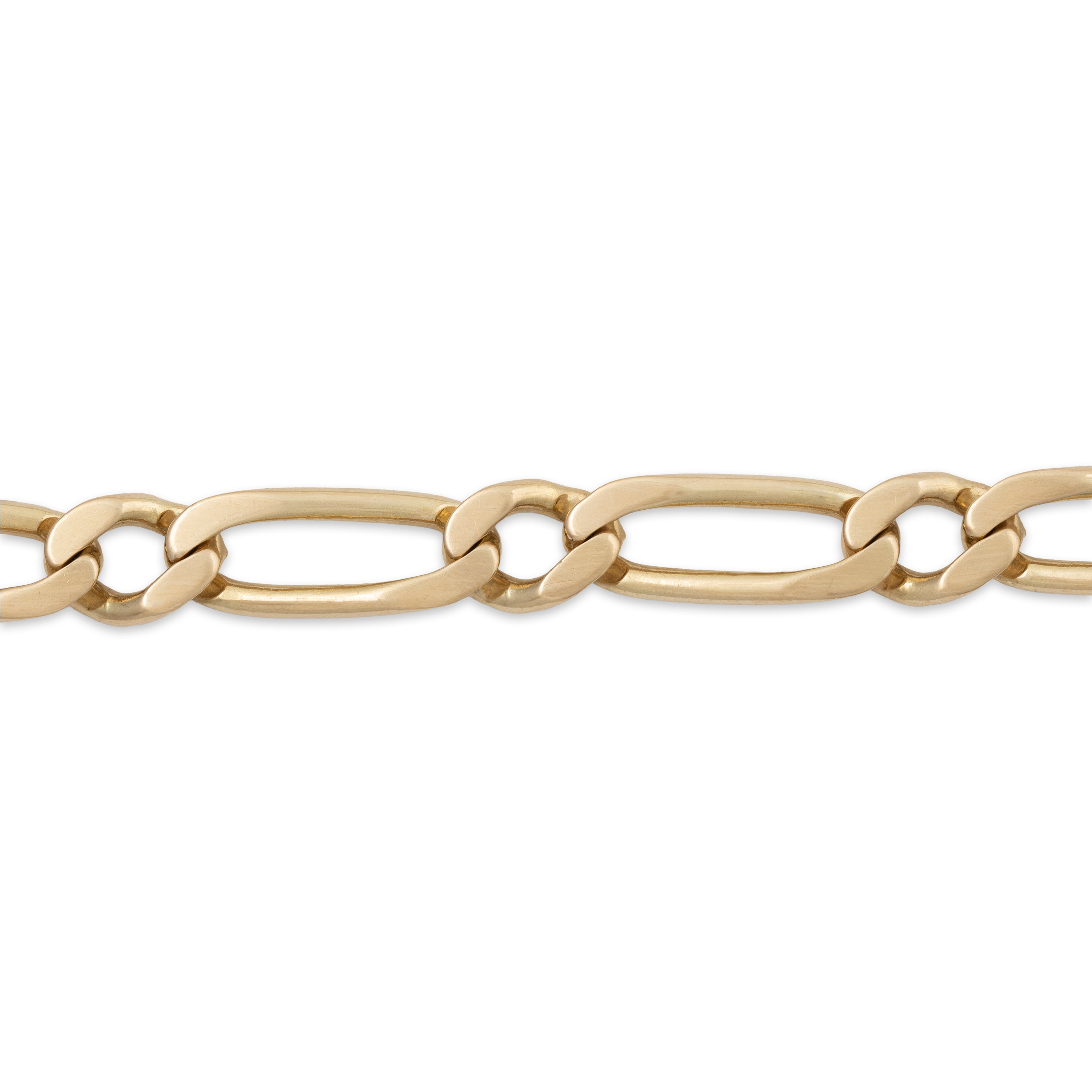 Vintage Heavy Italian 14k Yellow Gold Oversize Figaro Chain Link Bracelet 7.5、mySite、hinf8tx79