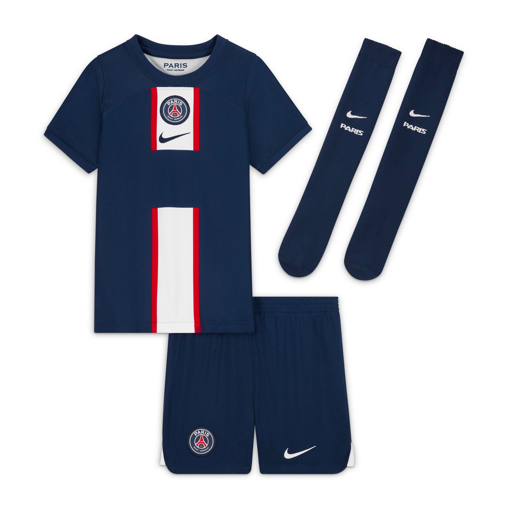 Nike Kids PSG 2022/23 Home Minikit Midnight Navy/white、mySite、noshort