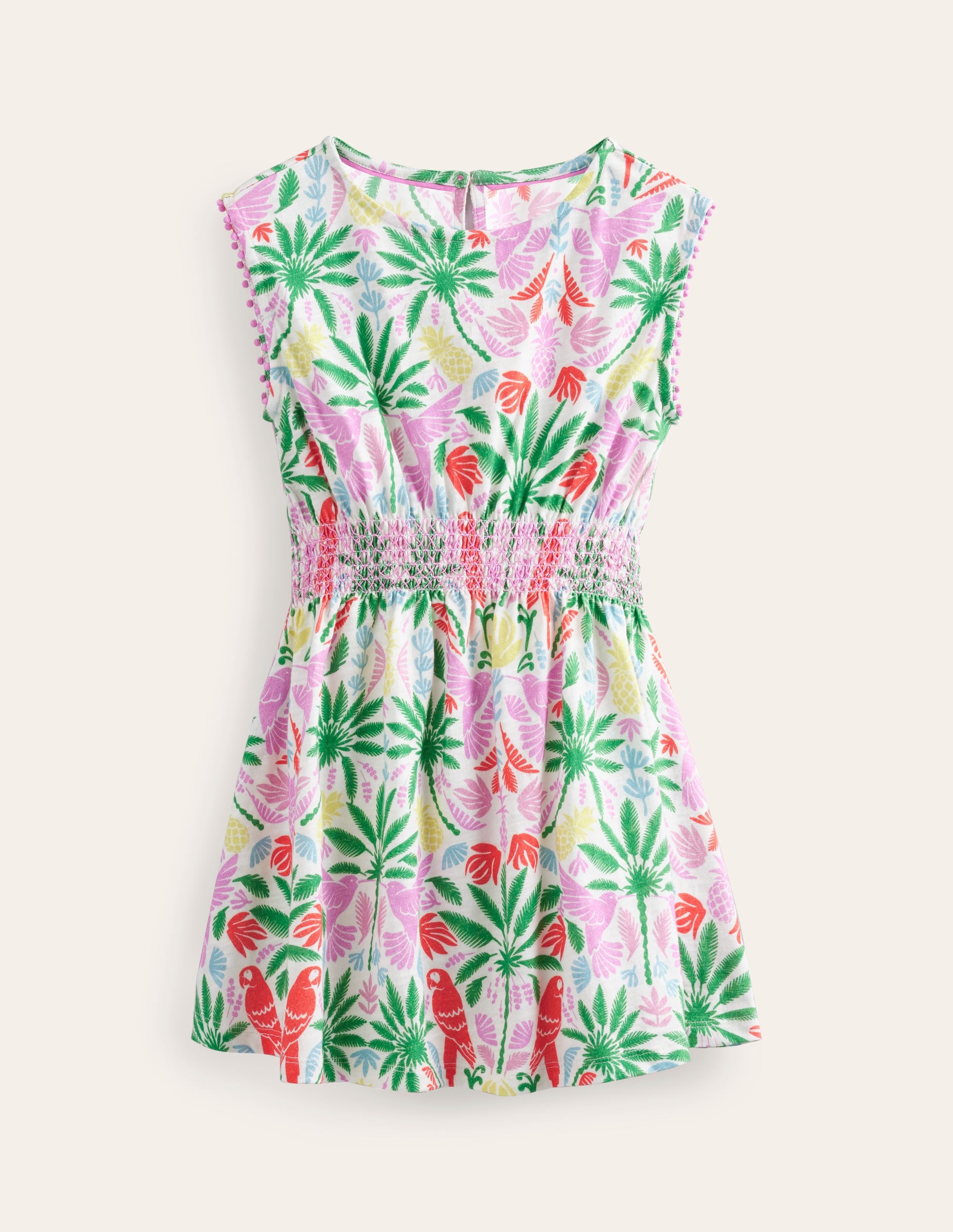  Shirred Waist Jersey Dress-Multi Rainbow Palm、mySite、ashleygrahame