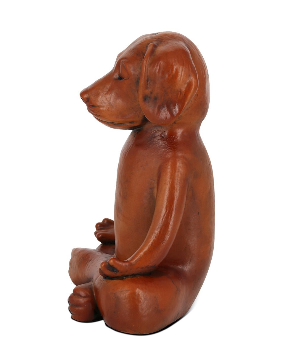 Meditating Dog Statue in Rich Mahogany Tone、mySite、topwebapps
