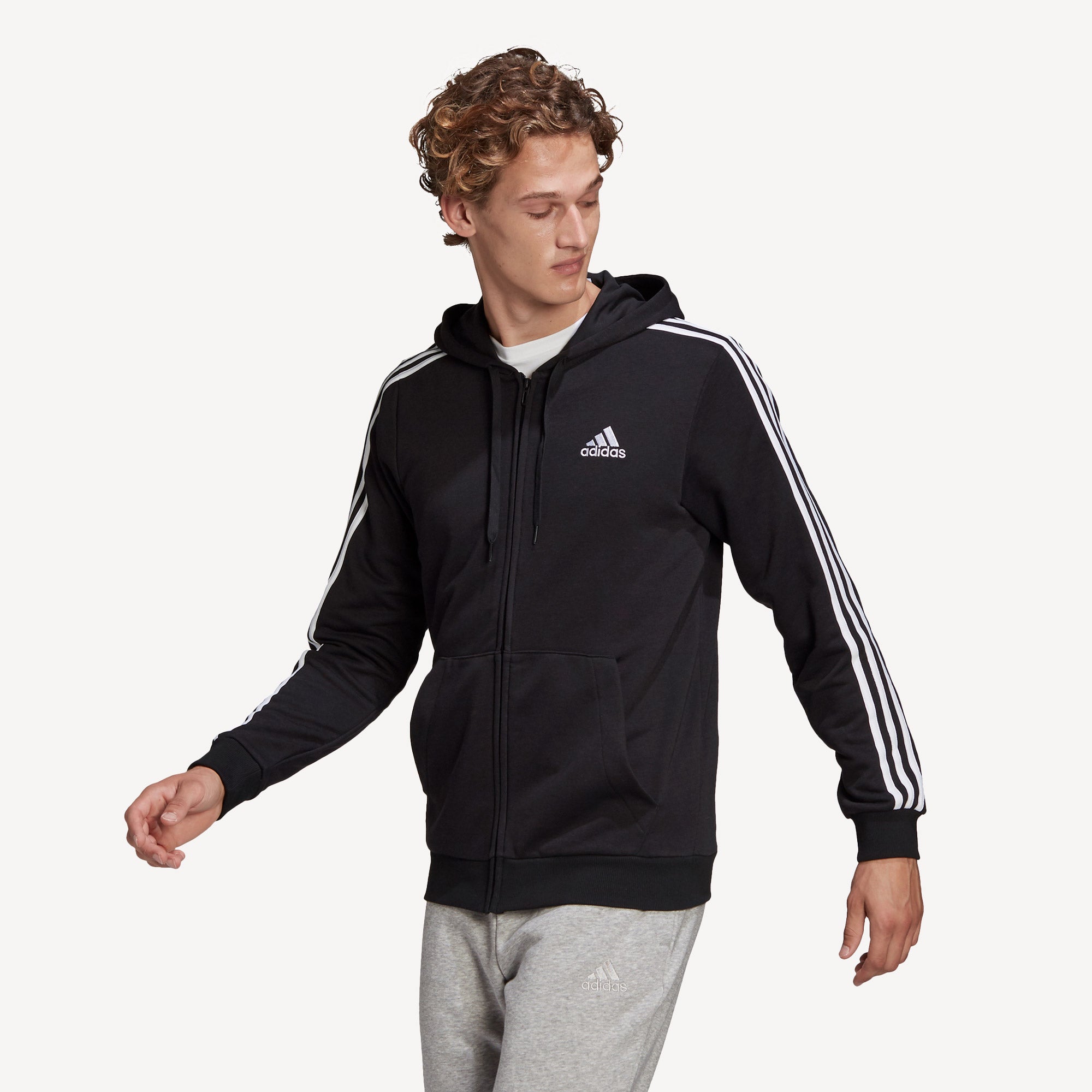 adidas Essentials Men's 3-Stripe Full-Zip Hoodie