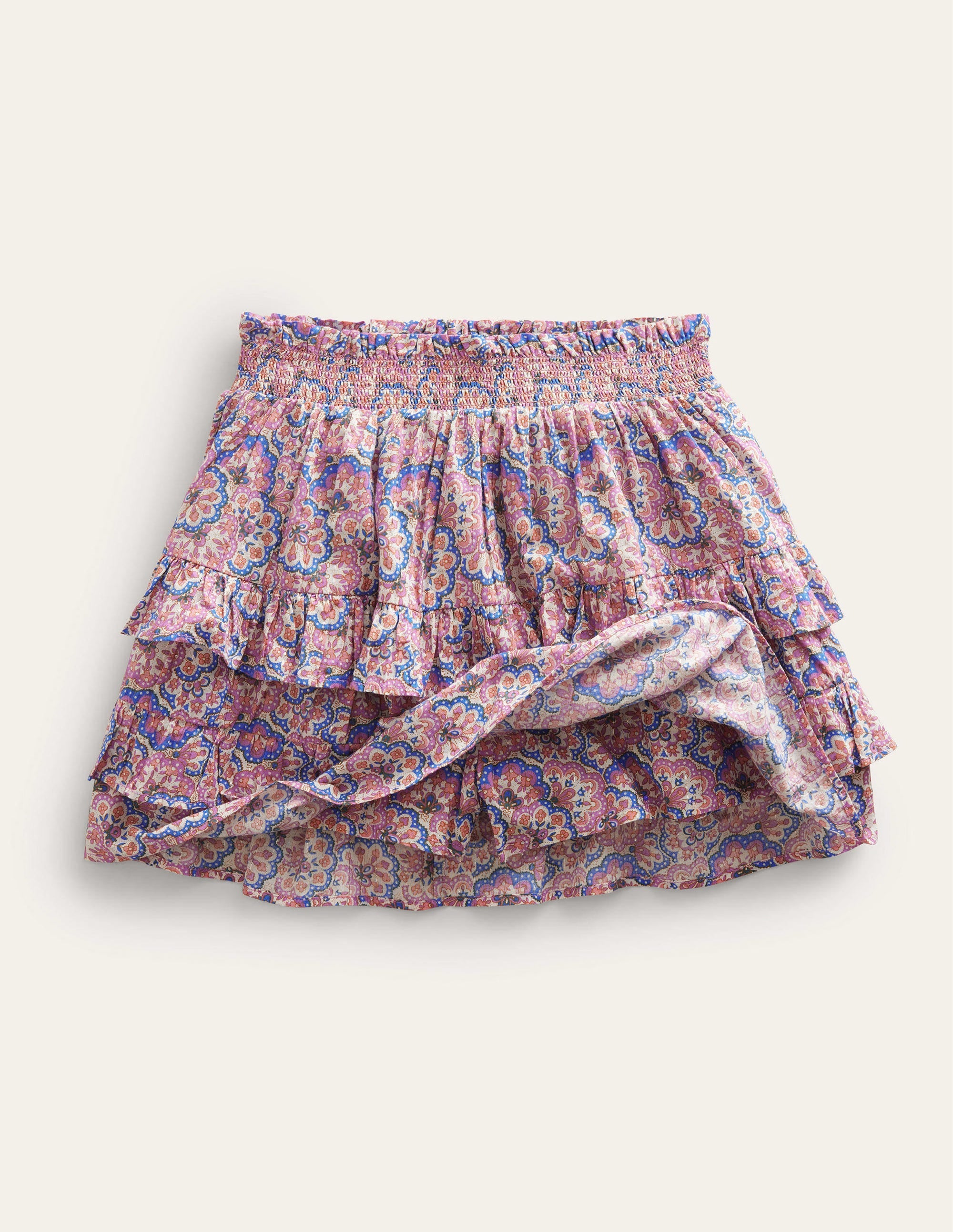  Ruffle Mini Skort-Lupin and Peach Paisley、mySite、ashleygrahame