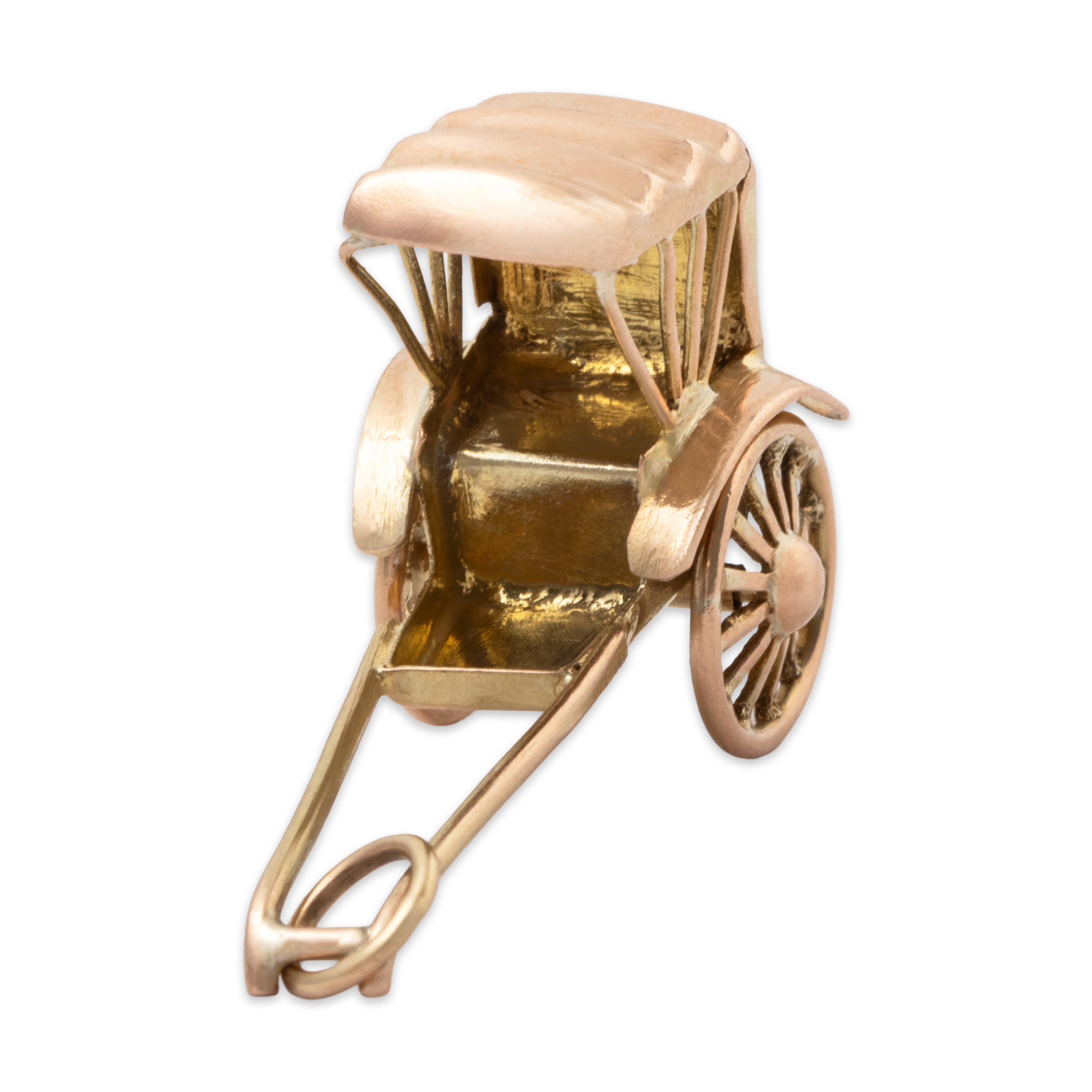 Vintage Large 14k Yellow & Rose Gold Articulated Rickshaw Cart Charm / Pendant、mySite、hinf8tx79