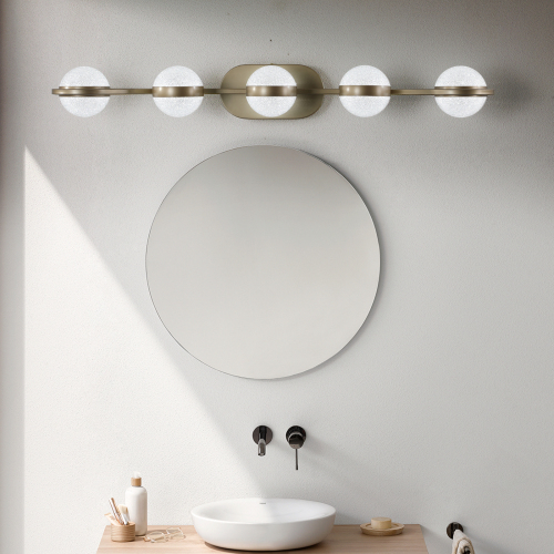 (Same as W1340P143677/L2001-B-4) 30" Black Minimalist LED Bathroom Vanity Light with Crystal Sand Acrylic Shades, 4-Light Wall Mounted Decorative Lighting Fixture, Suitable for Bathroom Vanity Mirror、、eastwooduniform