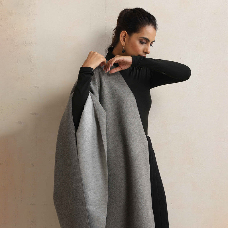 Woolen Reversible Solid Stole | Grey、mySite、camillekostekn