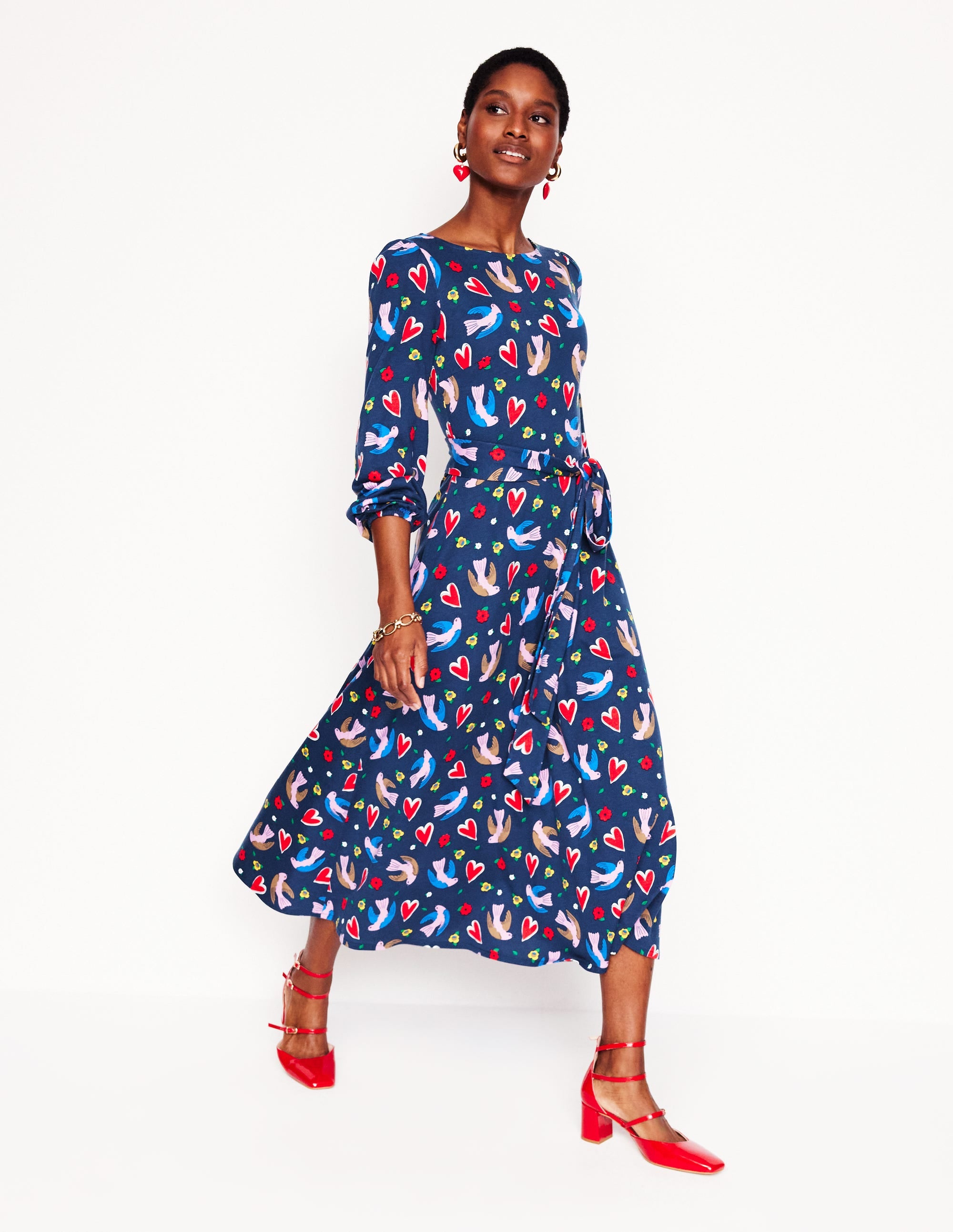  Leandra Jersey Midi Dress-French Navy, Heart Flutter、mySite、ashleygrahame