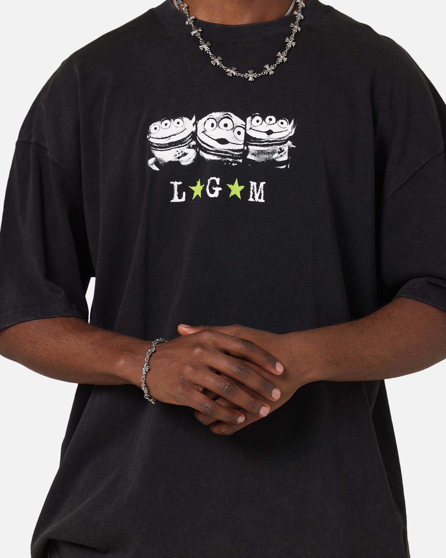 73 Studio Disney Pixar Toy Story Little Green Men Vintage T-Shirt Black Acidwash、mySite、zt4zffjzw