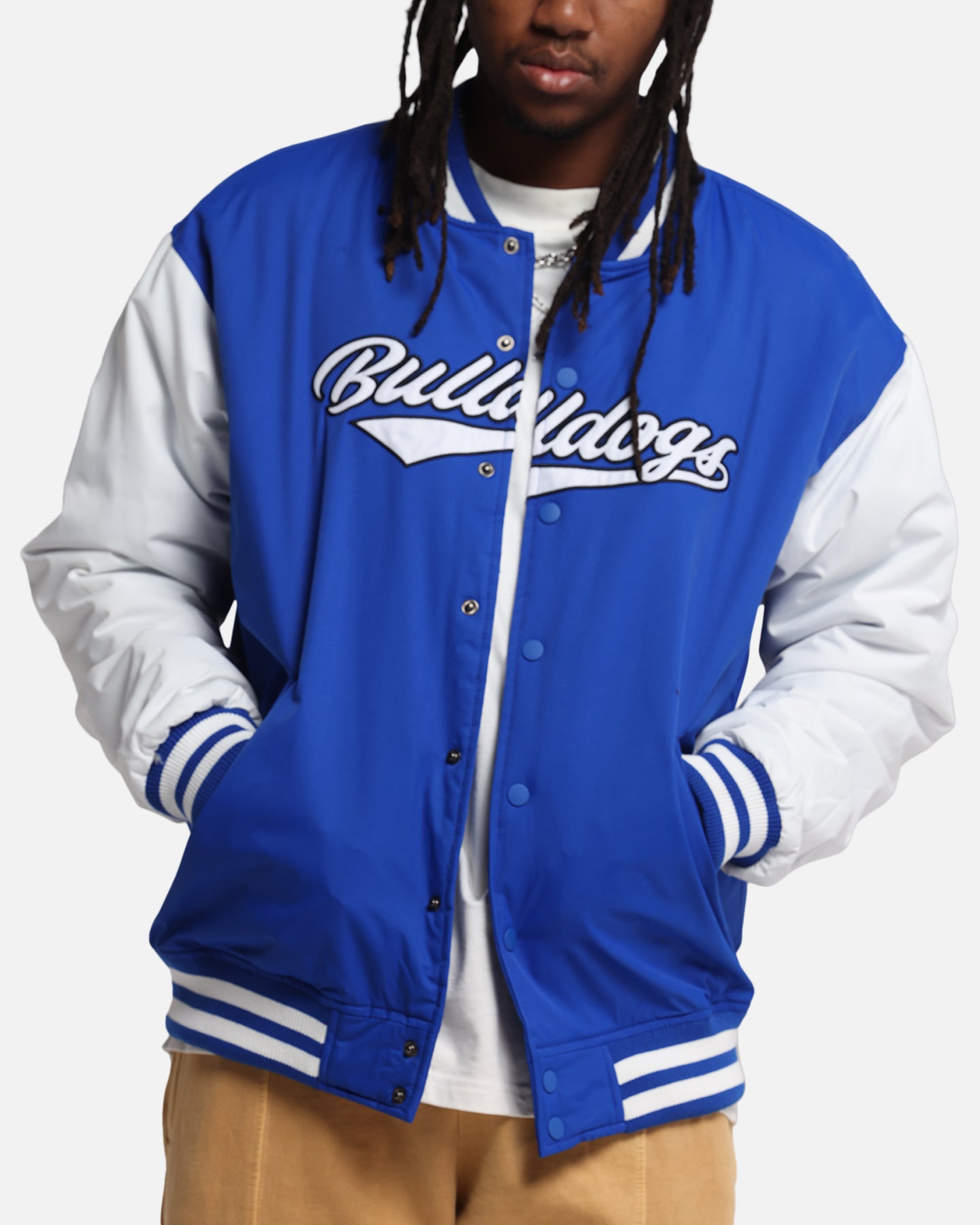 Bleacher Athletic Canterbury-Bankstown Bulldogs NRL 1908 Baseball Varsity Jacket Official Team Colour、mySite、zt4zffjzw