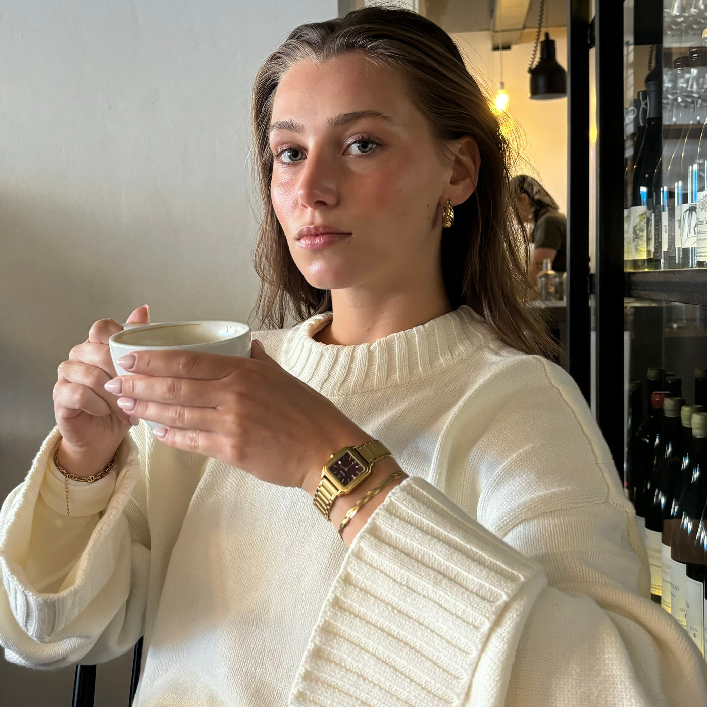  Gracieuse Petite Watch Steel, Dark Cherry, Gold Colour