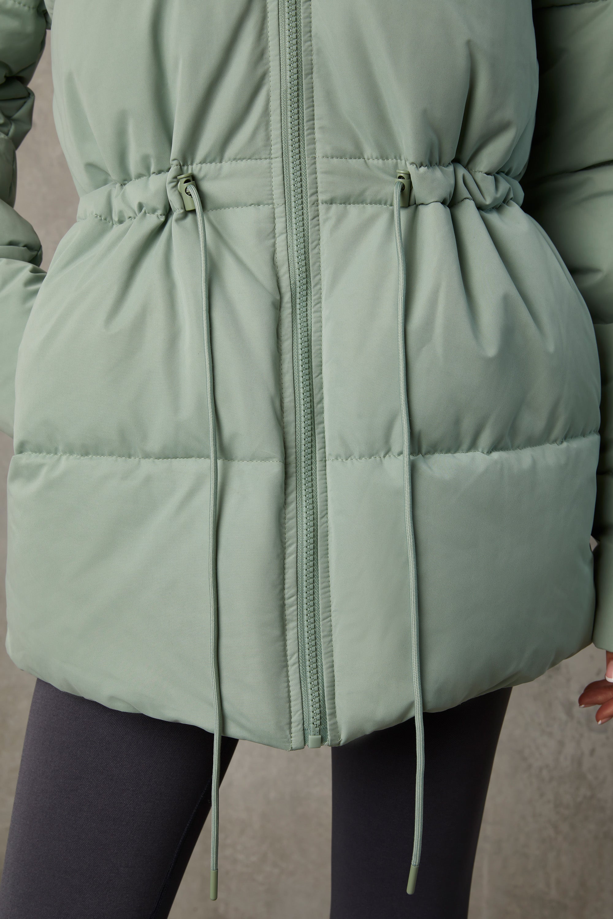 Mid Length Hooded Puffer Coat in Iceberg Green、mySite、solidvoid