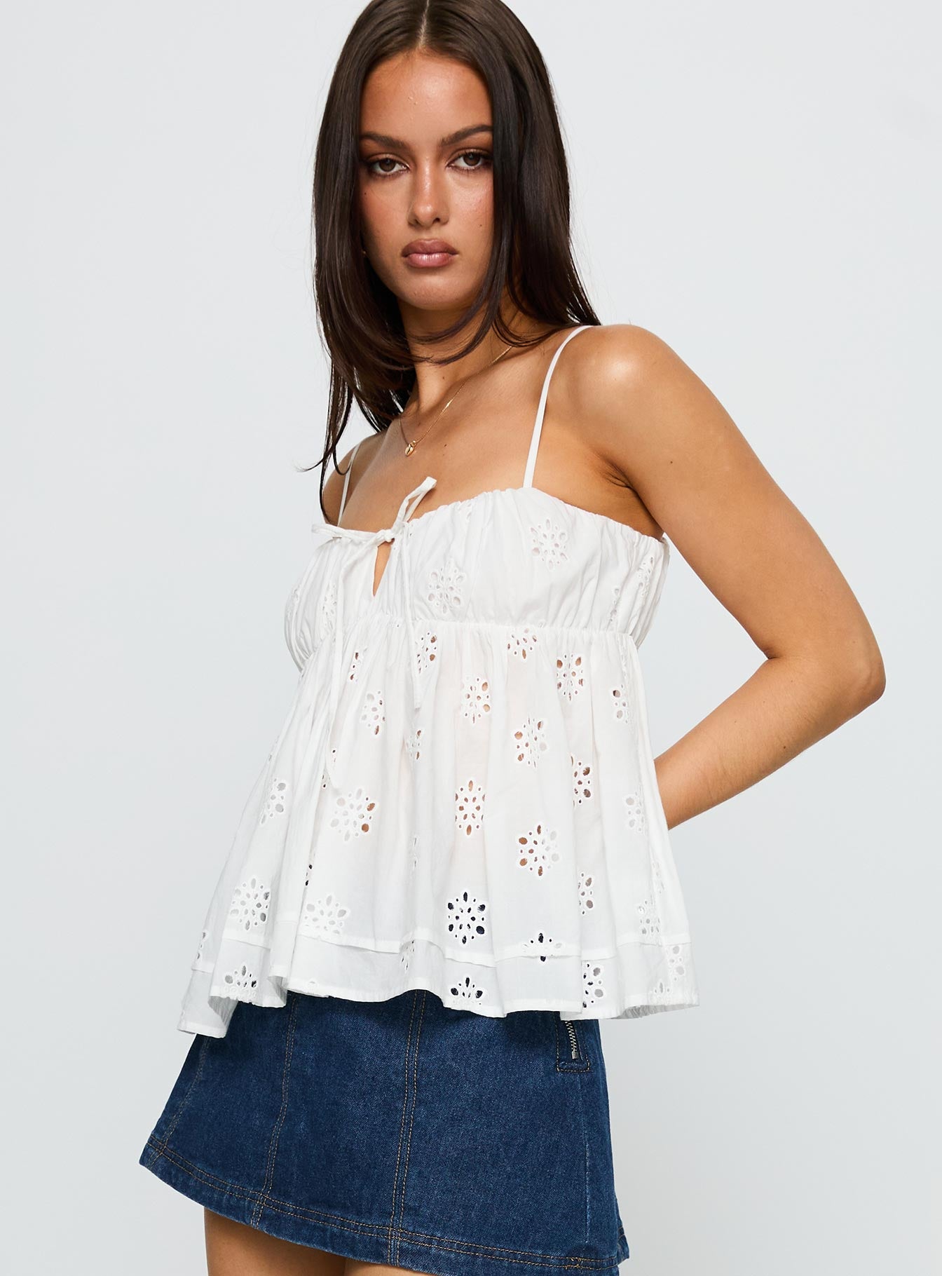 Moving Forward Tie Detail Top White、mySite、solidvoid