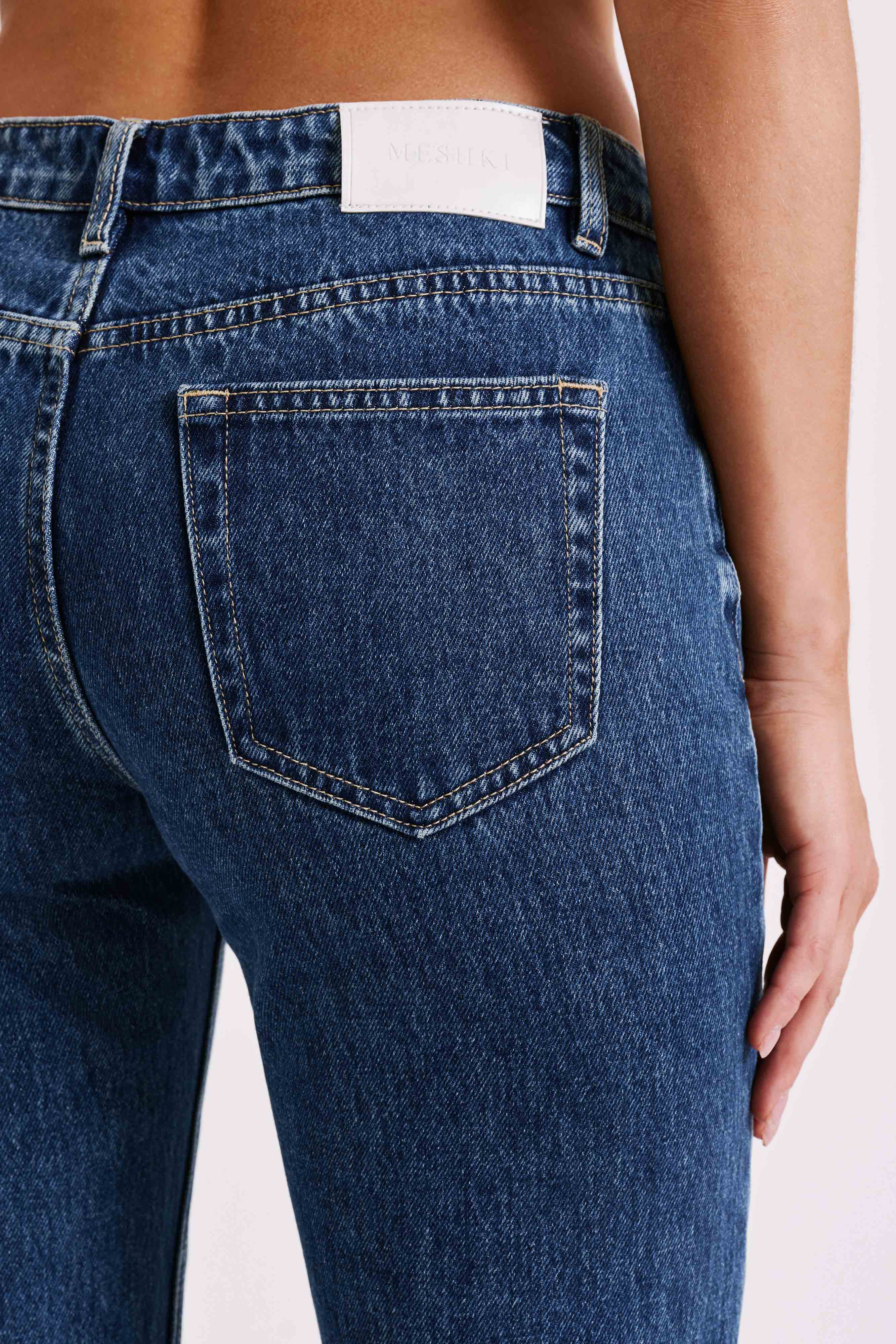 Stephy Low Rise Straight Leg Denim Jean - Dark Blue、mySite、solidvoid