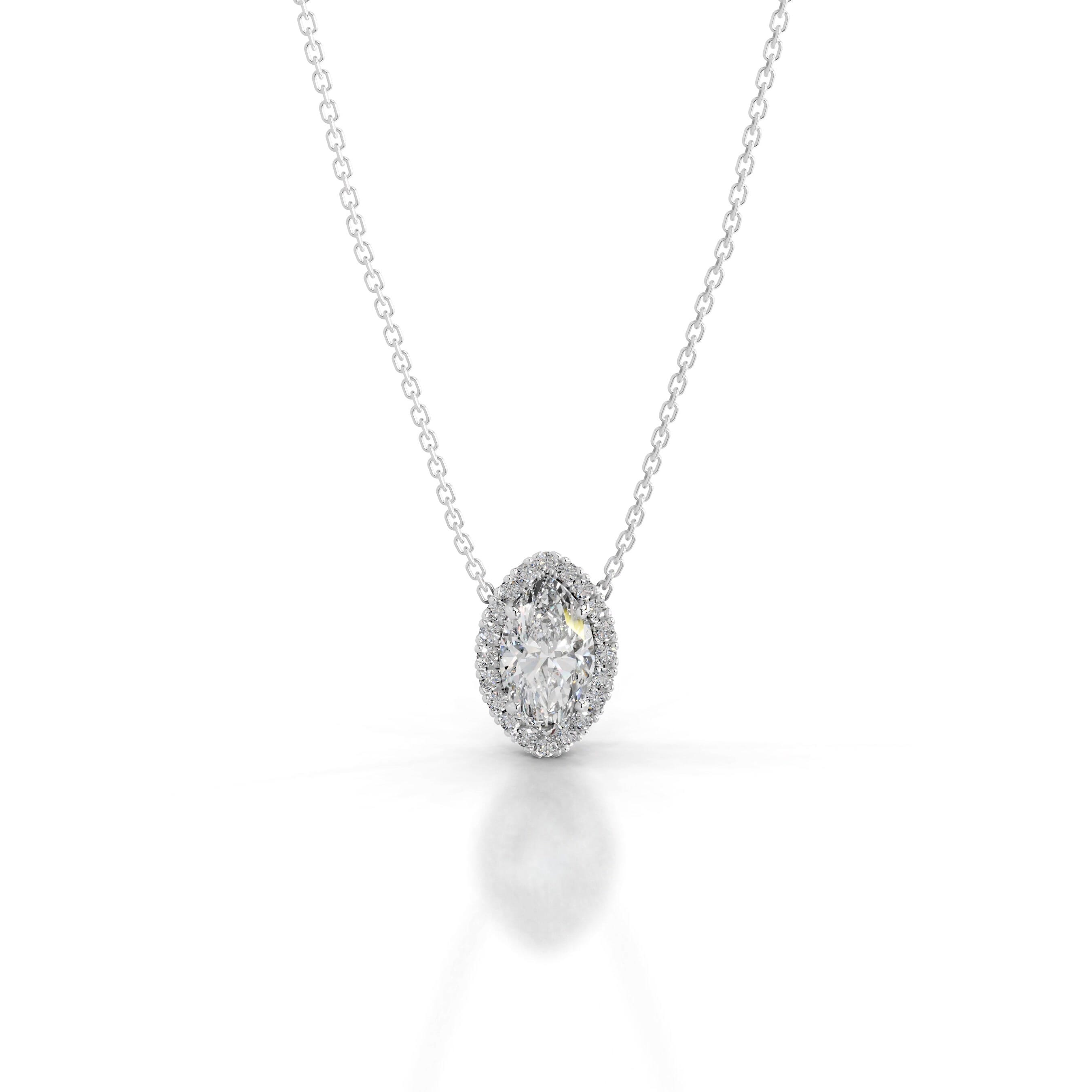 Manon Lab Grown Diamond Halo Pendant - 18K White Gold、mySite、hinf8tx79