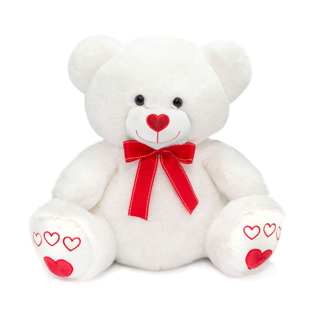 19.5IN WHITE BEAR WITH HEART EMB. ON SOLE、mySite、g9winljtr