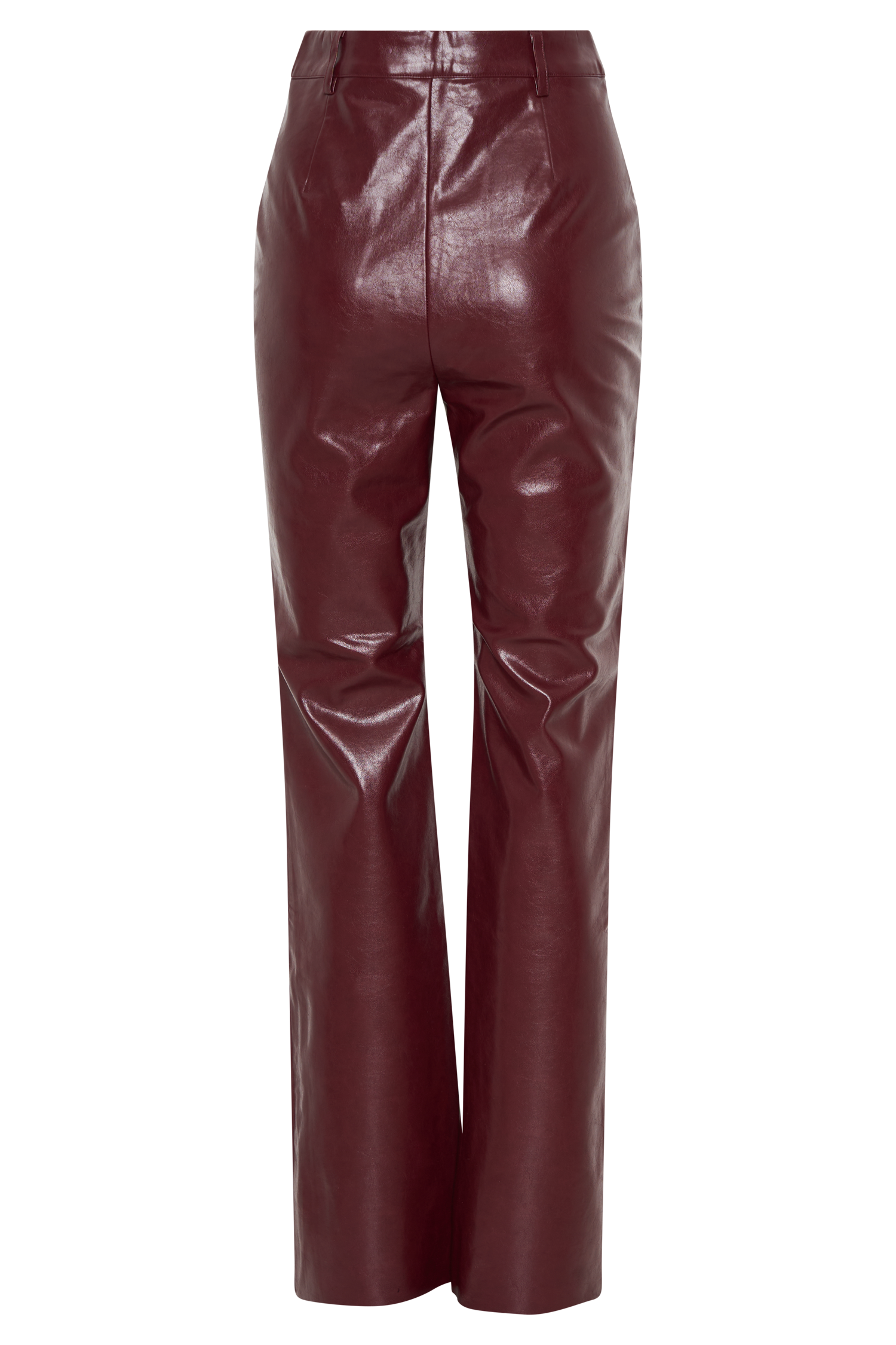 Tyra Straight Leg Faux Leather Pants - Cherry Red、mySite、solidvoid