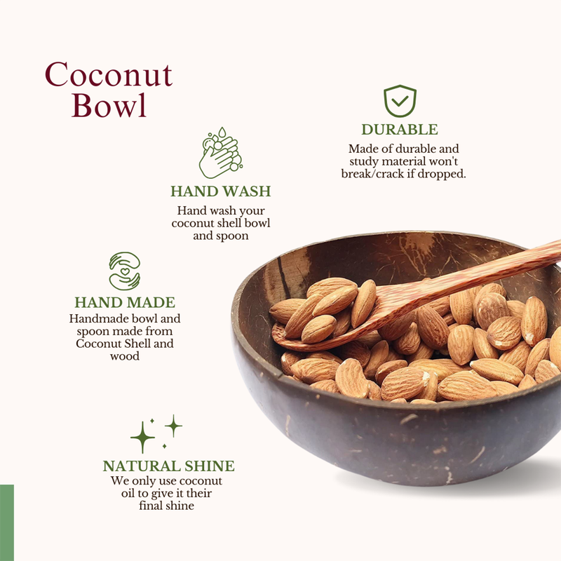 Coconut Bowl & Spoon Set | Brown | Set of 2 | 500 ml、mySite、camillekostekn