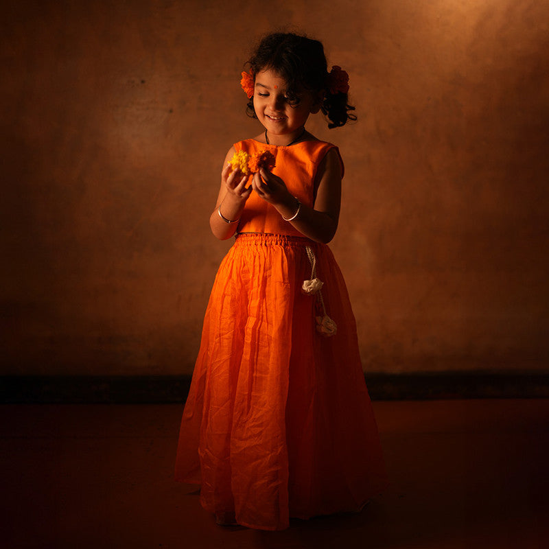 Cotton Lehenga Choli Set For Girls | Orange、mySite、camillekostekn