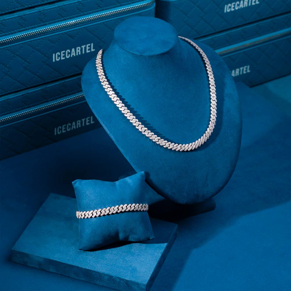 8MM Moissanite Cuban Link Chain/Bracelet Bundle 14K Gold、mySite、hinf8tx79