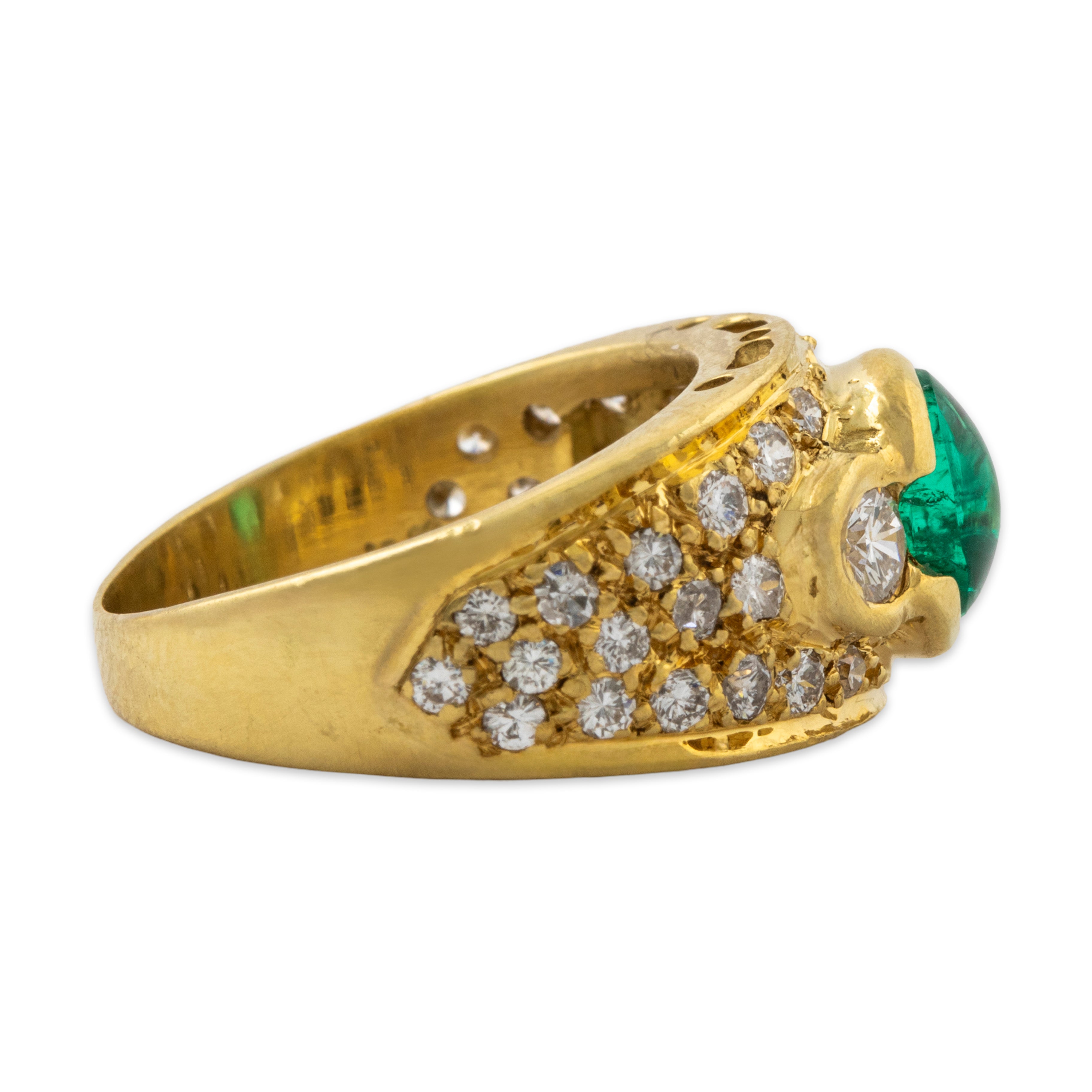 Vintage 18k Yellow Gold .86ct Emerald .63cttw Diamond Statement Ring 4.50、mySite、hinf8tx79