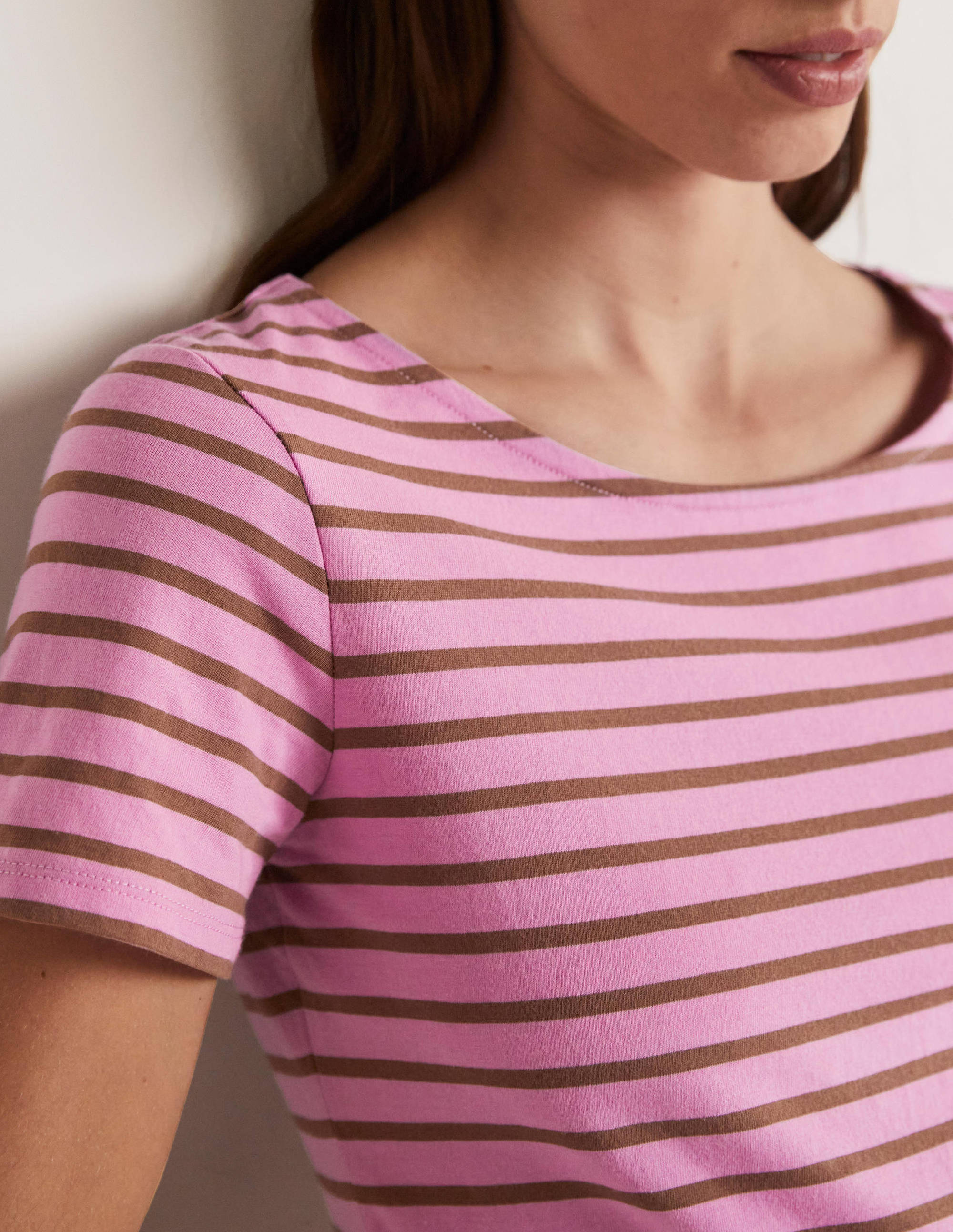  Short Sleeve Breton T-Shirt-Orchid Petal / Acorn Stripe、mySite、ashleygrahame