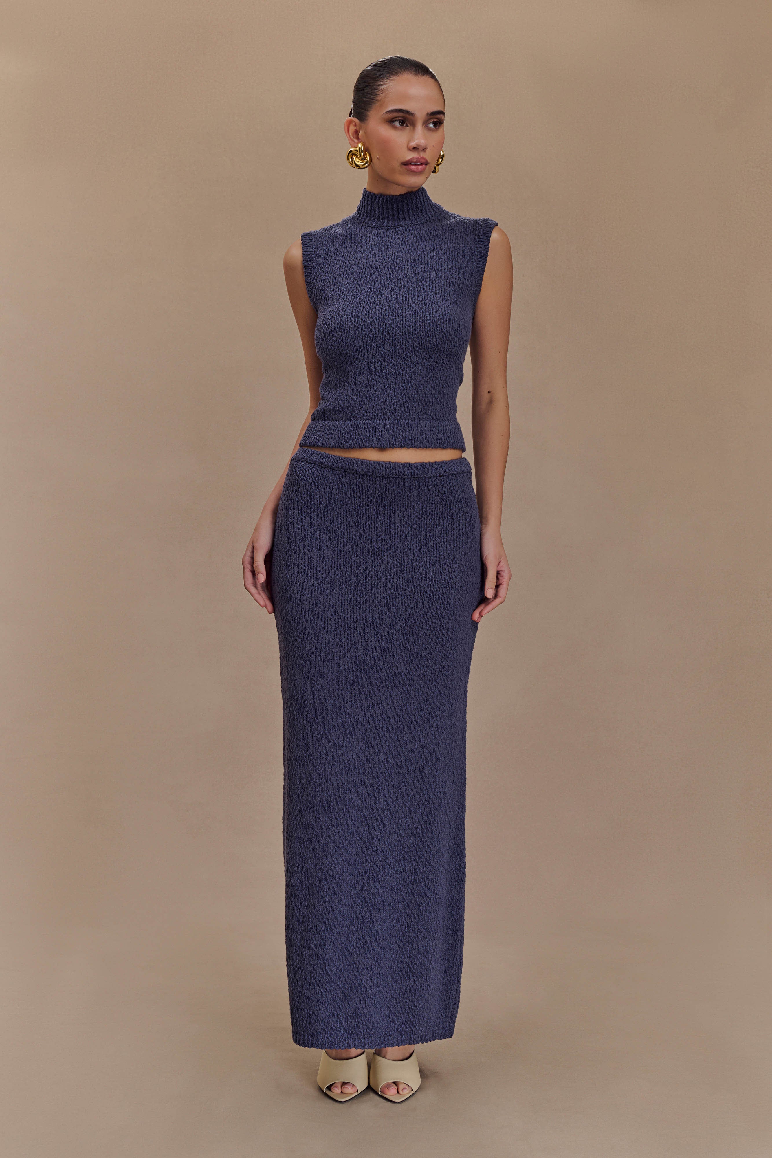 Azalea Sleeveless Knit Top - Steel、mySite、solidvoid