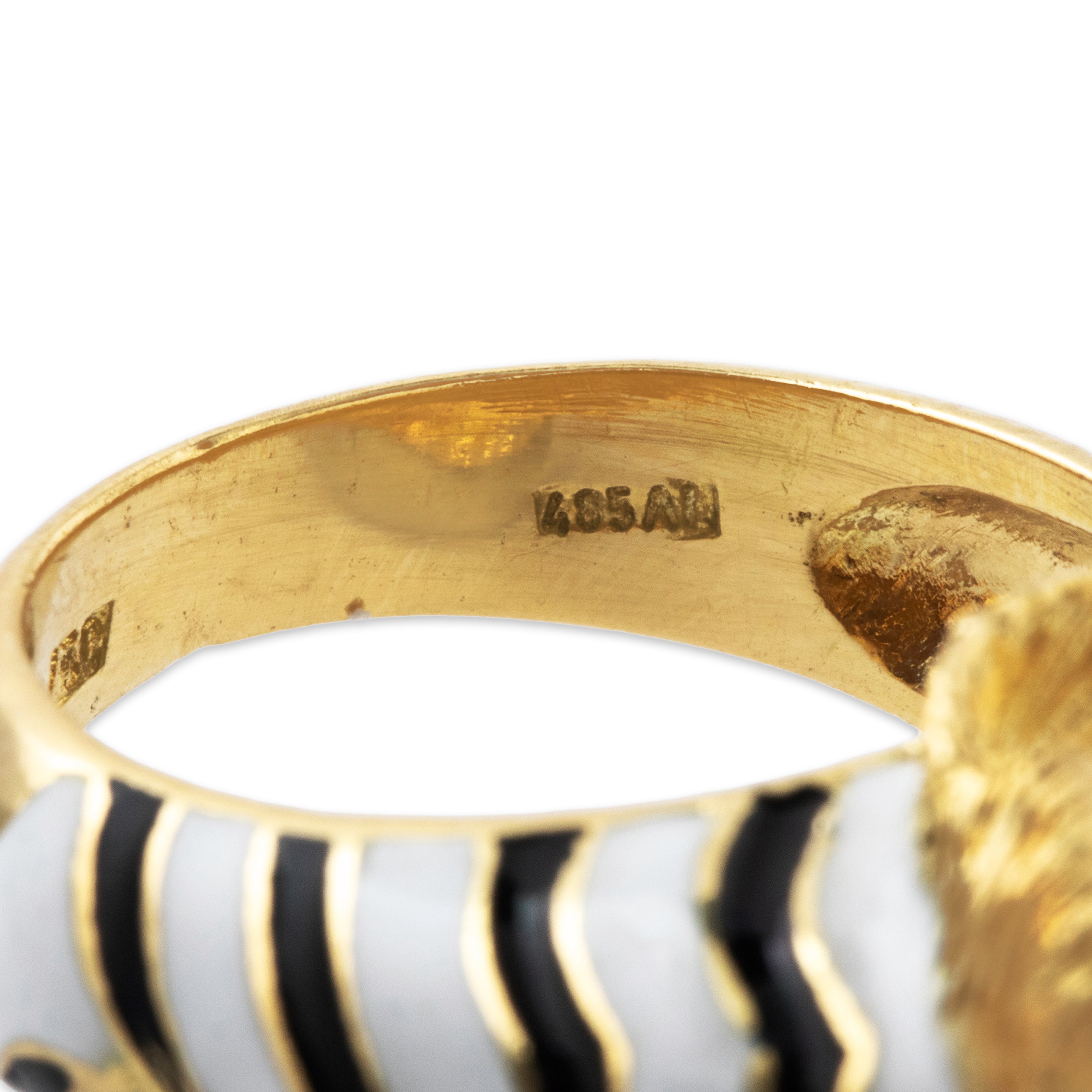 Vintage Heavy 18k Yellow Gold Enamel Fabulous Figural Tiger Ring 5.00、mySite、hinf8tx79