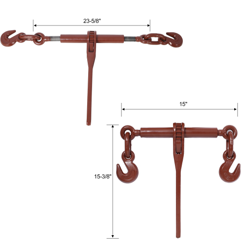 Heavy duty 3/8" – 1/2" Ratchet Binders, 9200lbs Working Load breaking, G70 Hooks Adjustable Length, 4-Pack, Red、、eastwooduniform