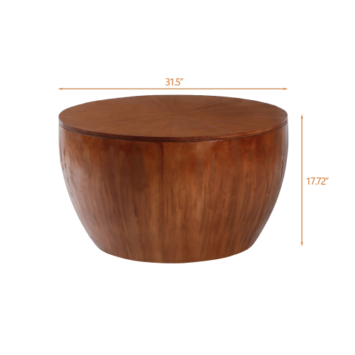31.50"Vintage Style Bucket Shaped Coffee Table for Office, Dining Room and Living Room(Same SKU:W757P170149)、、xpatfood