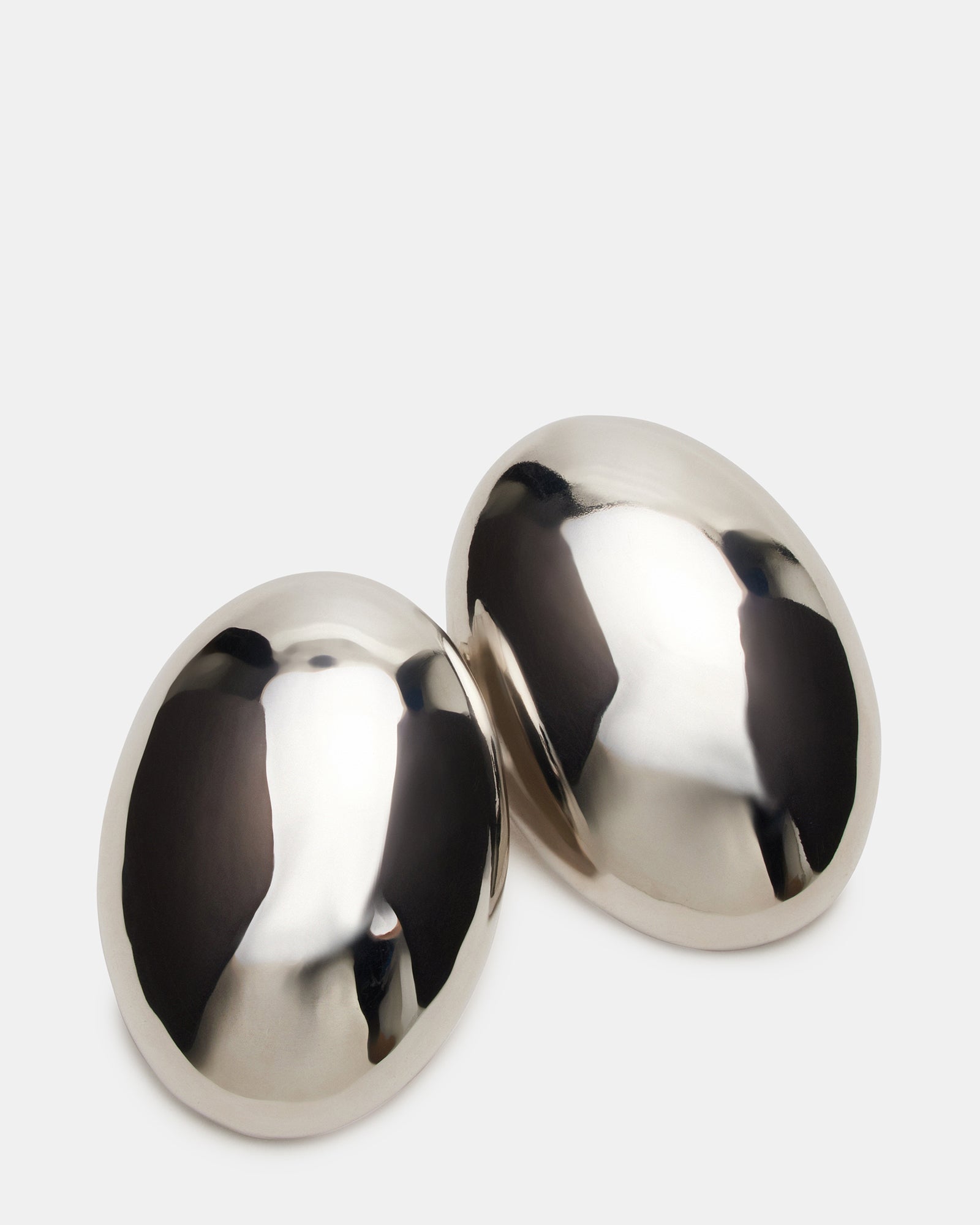 OVAL STUD EARRINGS SILVER、mySite、gtrtttuynbv